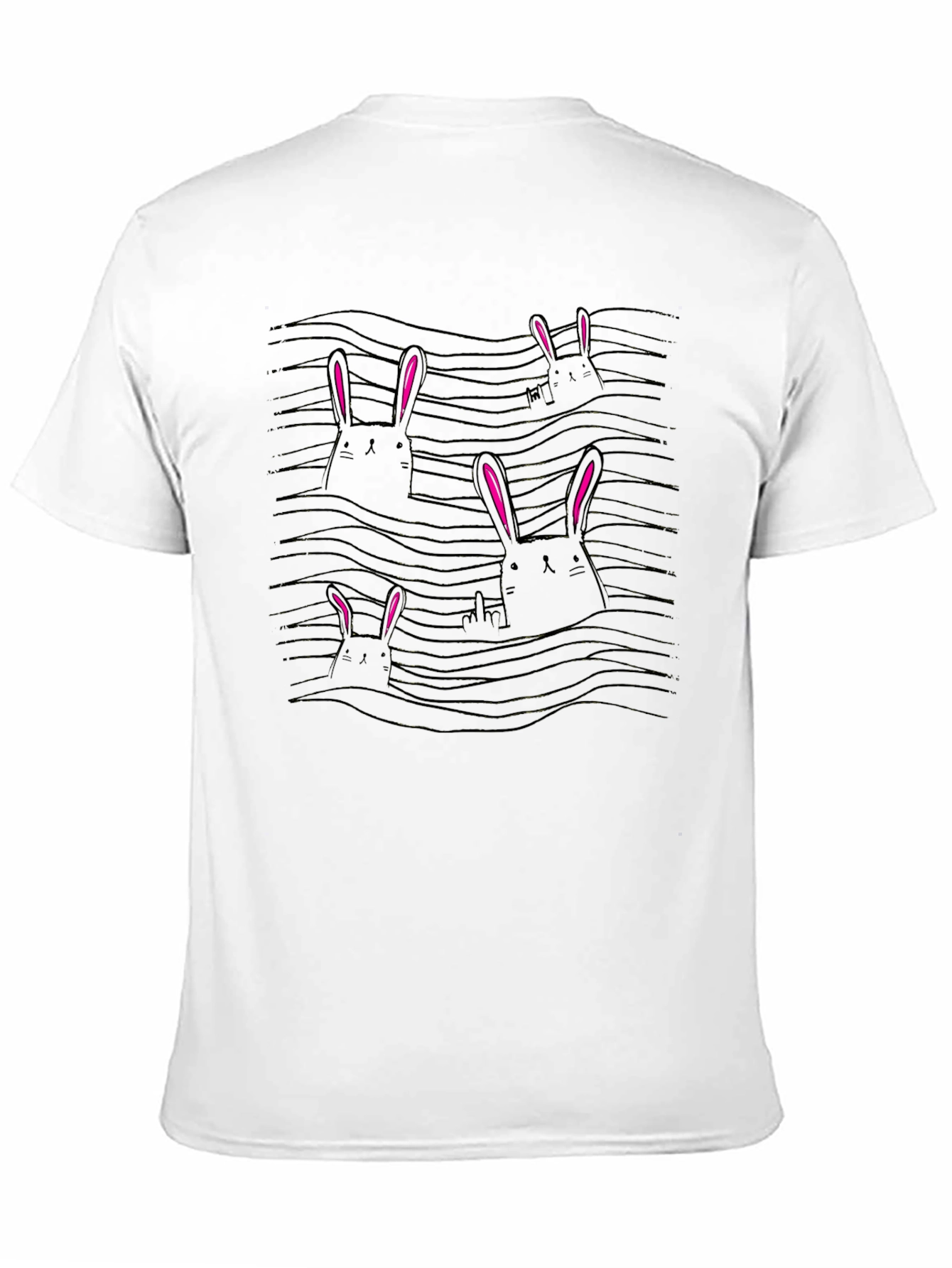 Bunny Wave T-Shirt - Black Cotton Tee