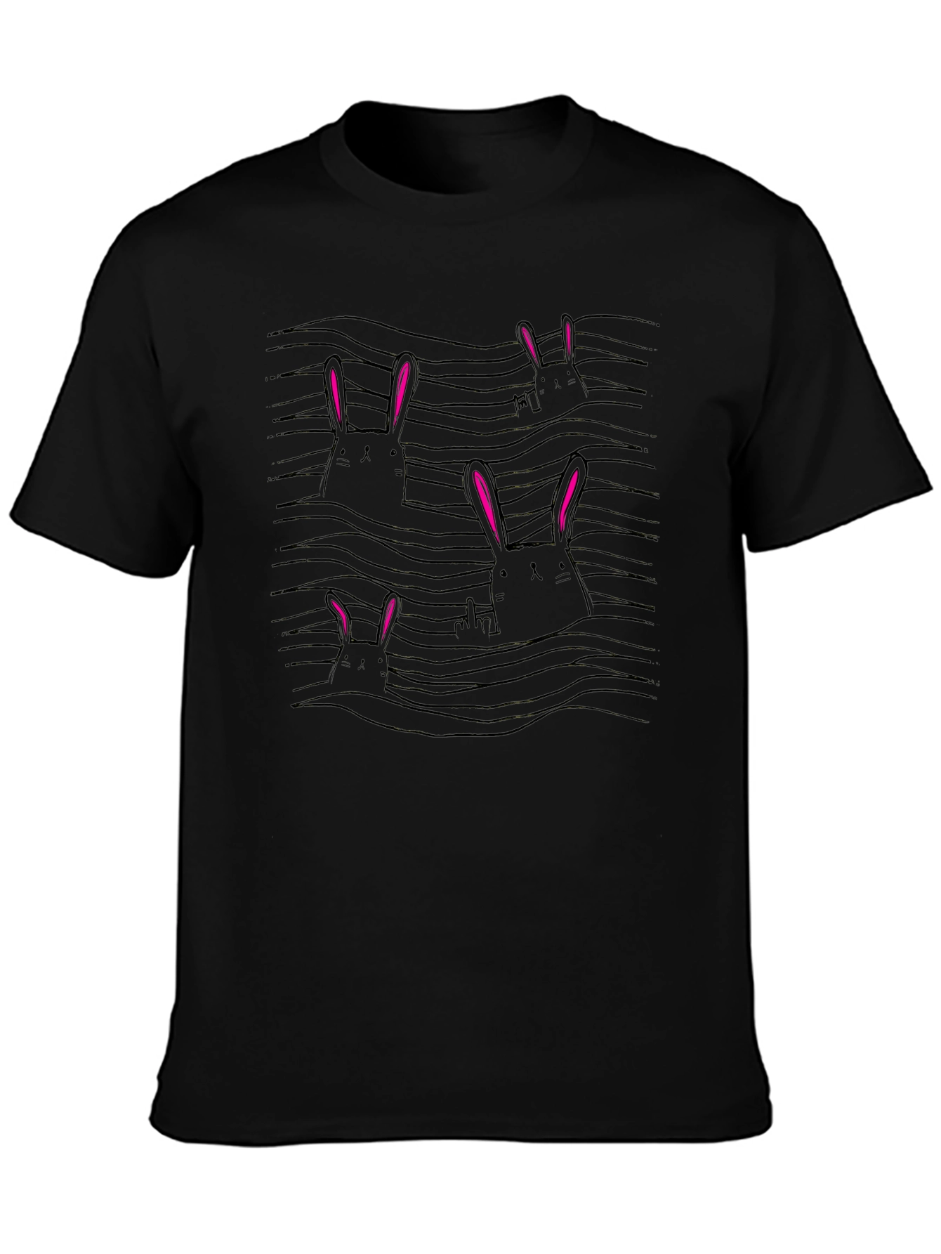 Bunny Wave T-Shirt - Black Cotton Tee