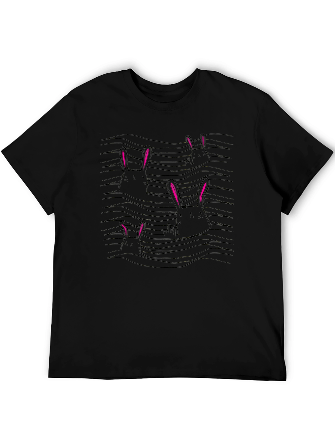 Bunny Wave T-Shirt - Black Cotton Tee