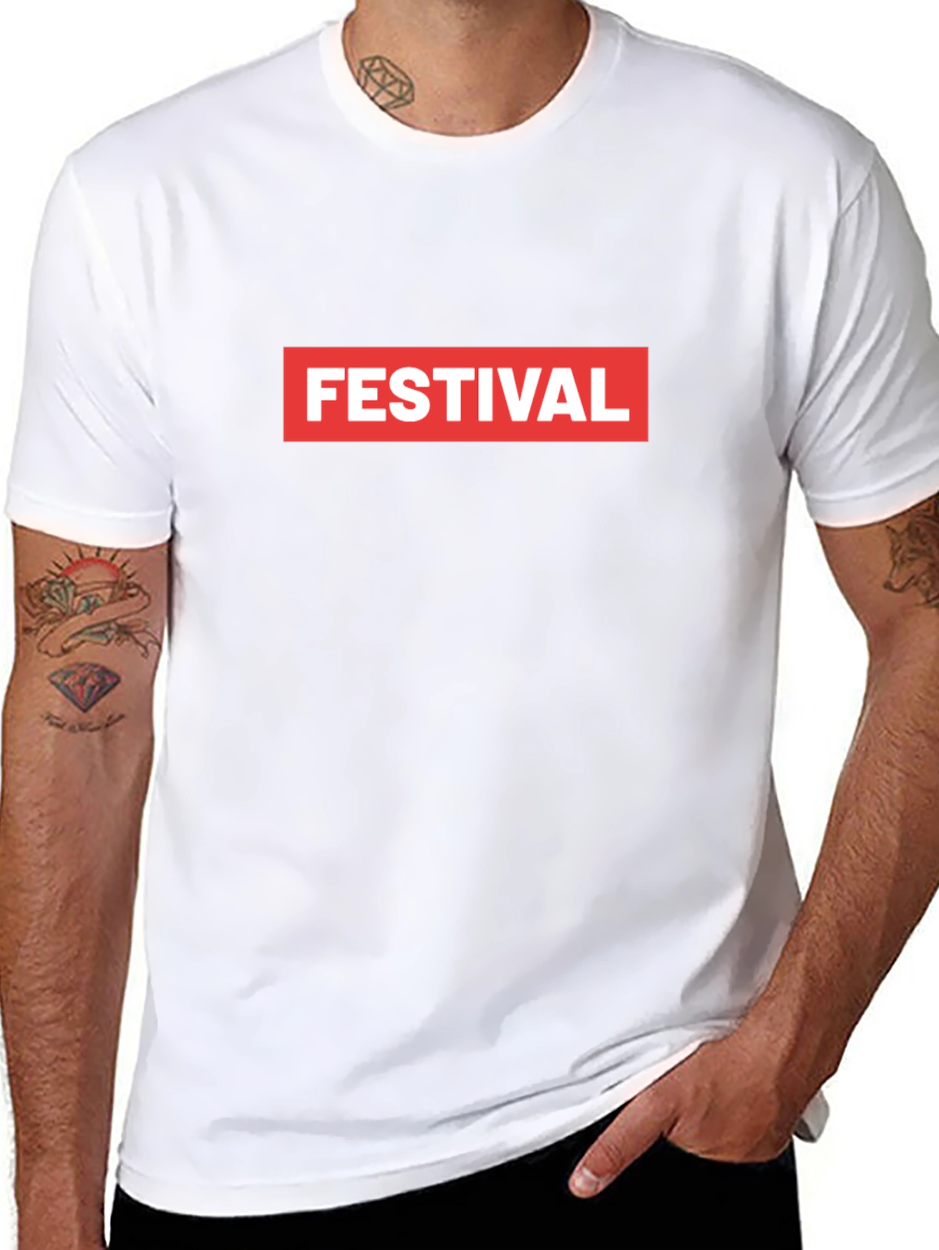 Festival Box Logo Graphic Tee - Cool Black T-Shirt
