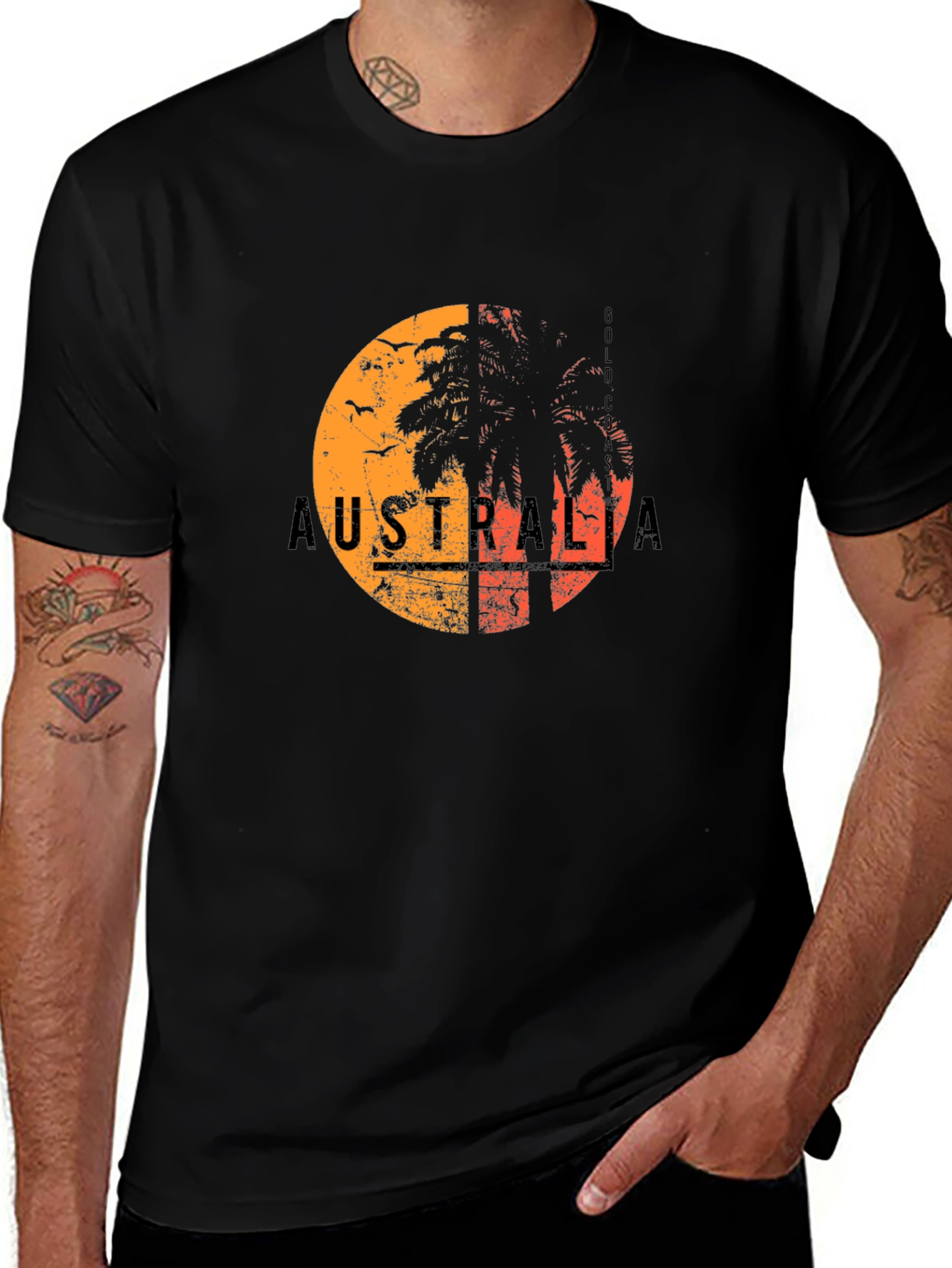 Australia Gold Coast Graphic Tee - Black T-Shirt