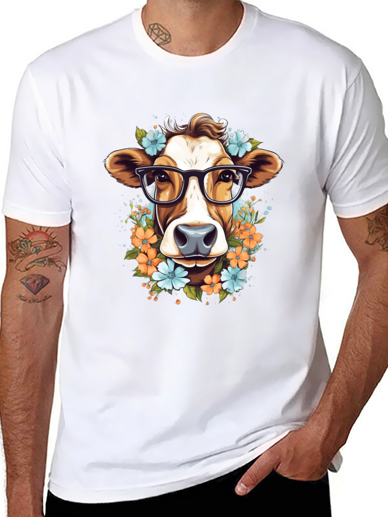 Cow with Glasses Graphic Tee