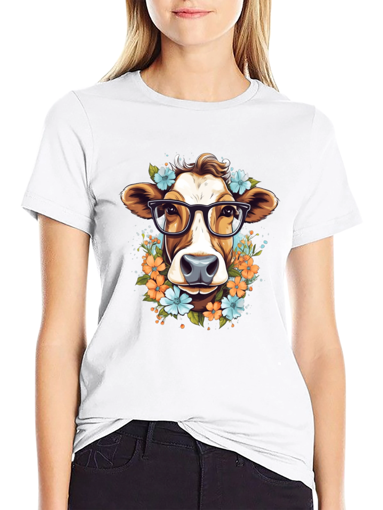 Cow with Glasses Graphic Tee