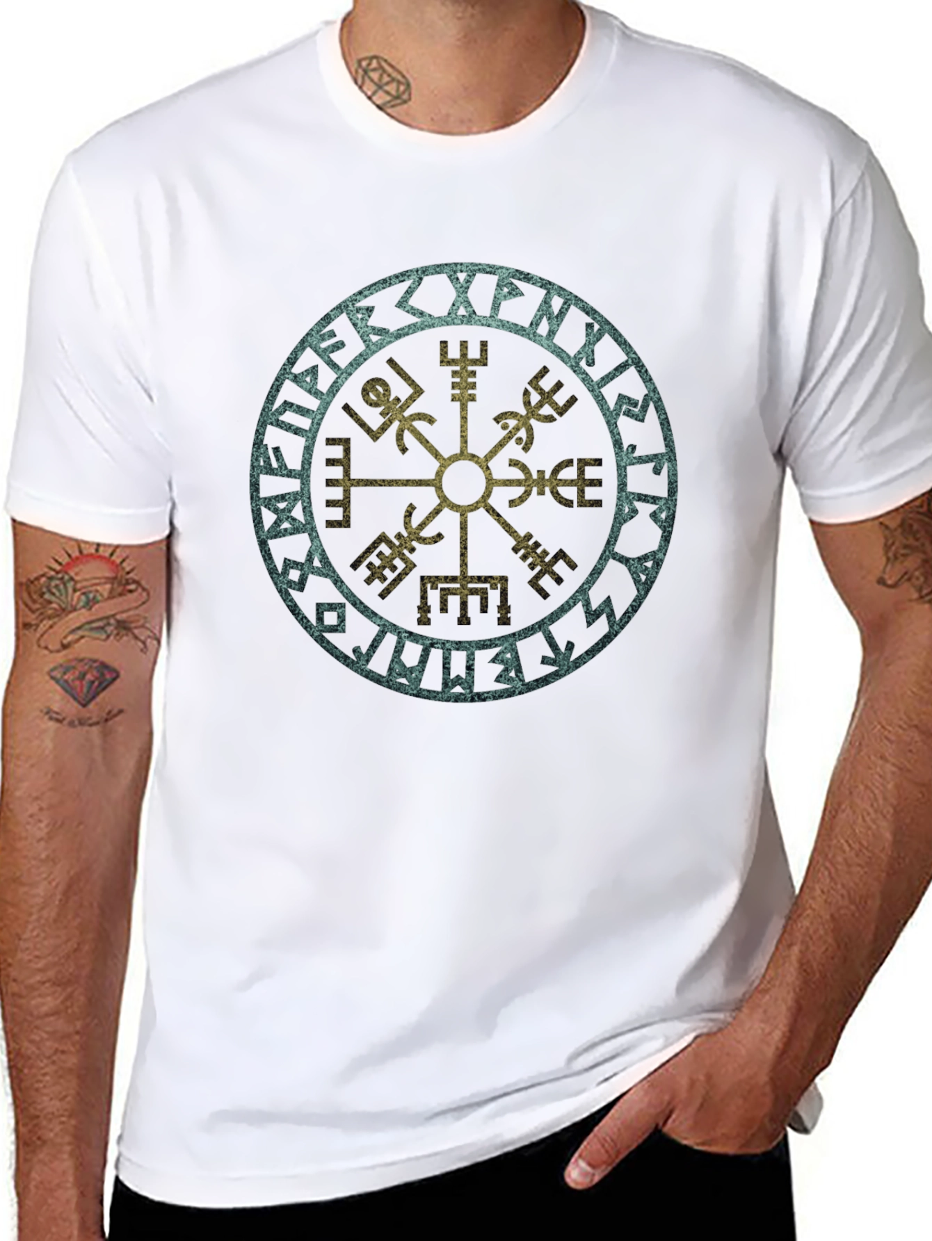 Vegvisir Viking Compass T-Shirt - Norse Runes