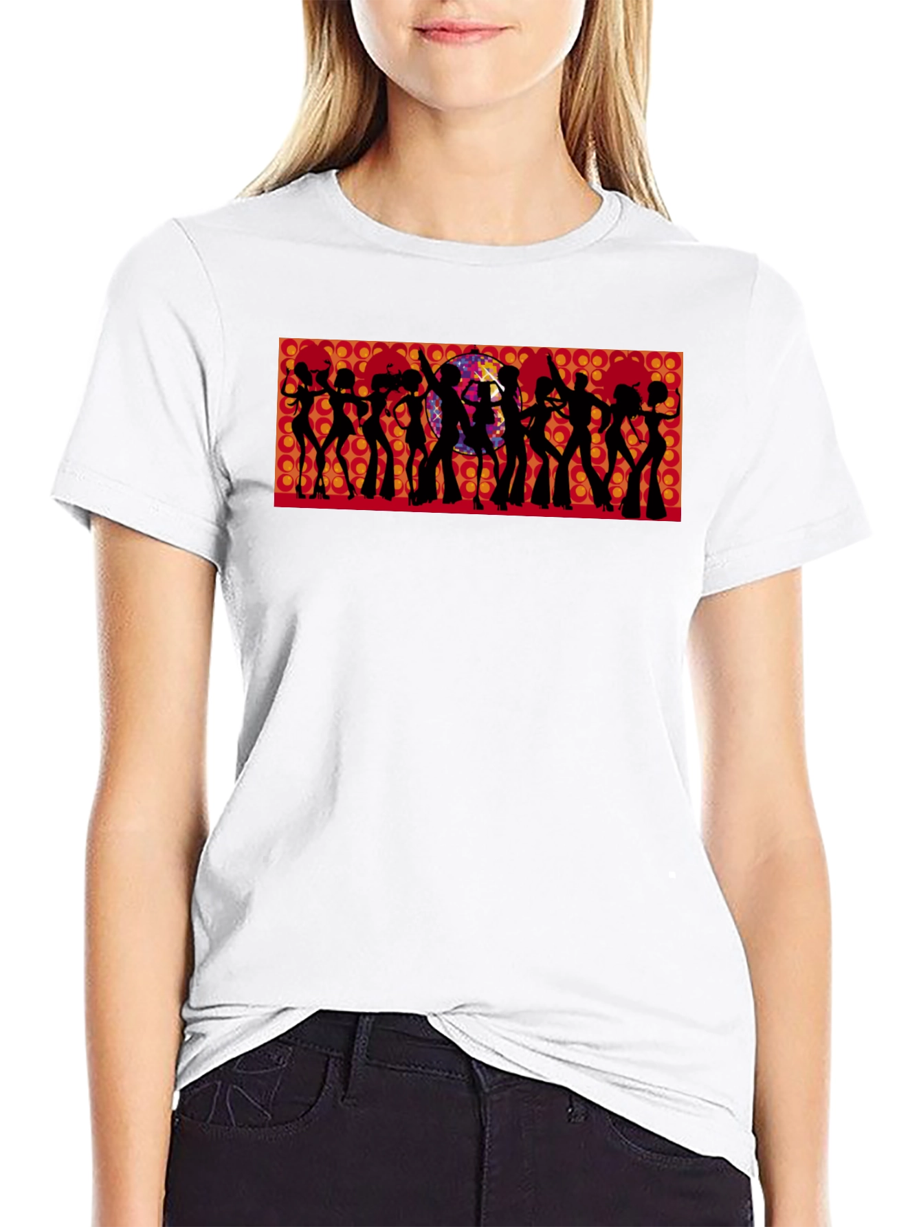 Retro Disco Silhouette Graphic Tee - Black