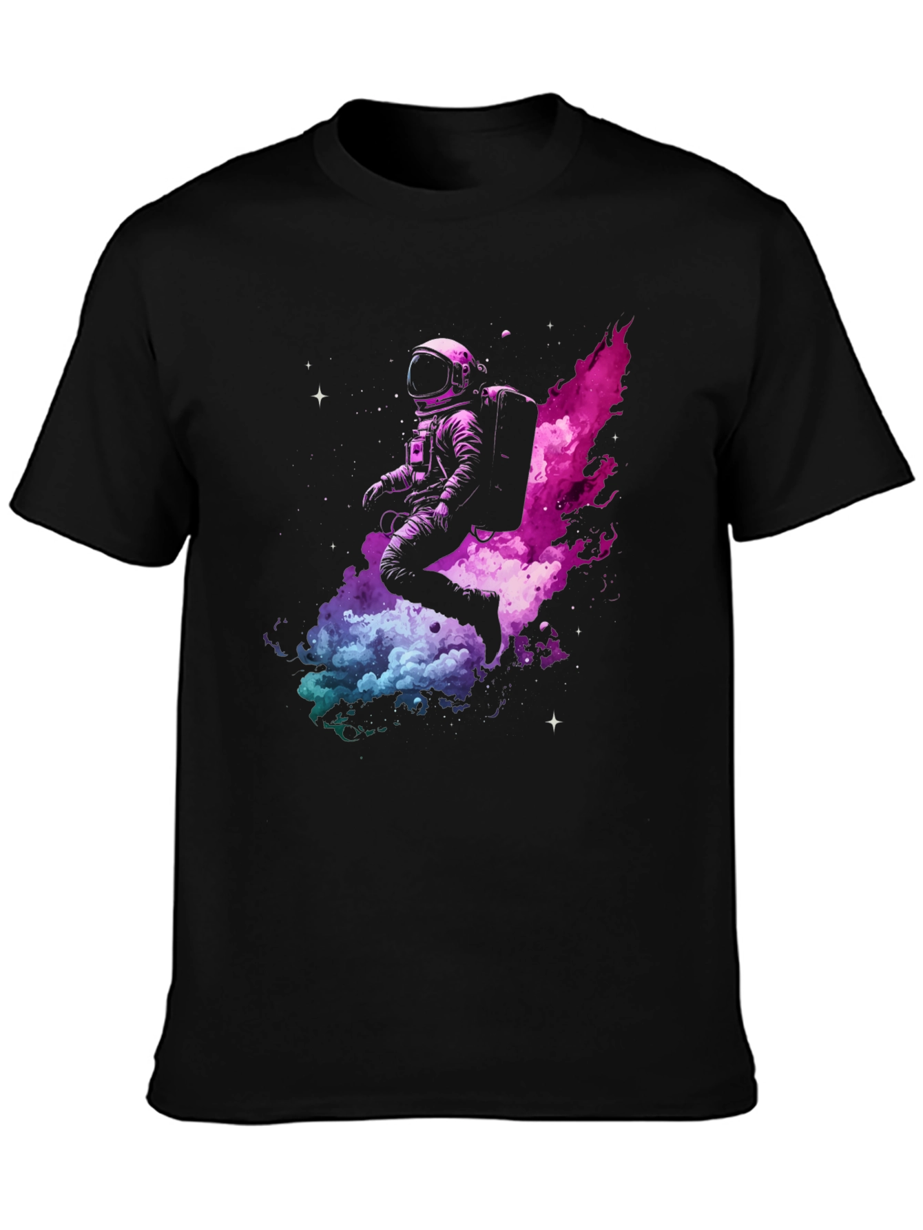 Astronaut in Space Black T-Shirt
