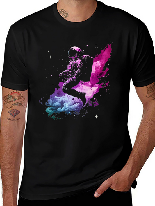 Astronaut in Space Black T-Shirt