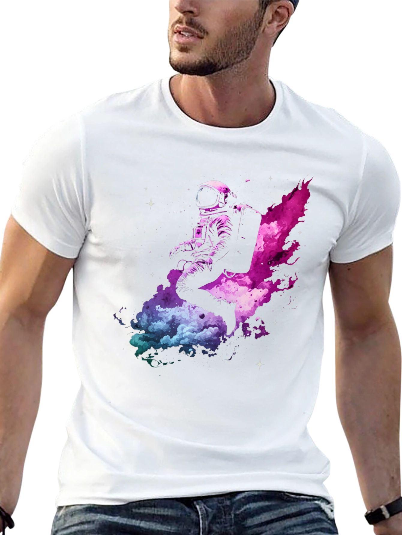 Astronaut in Space Black T-Shirt
