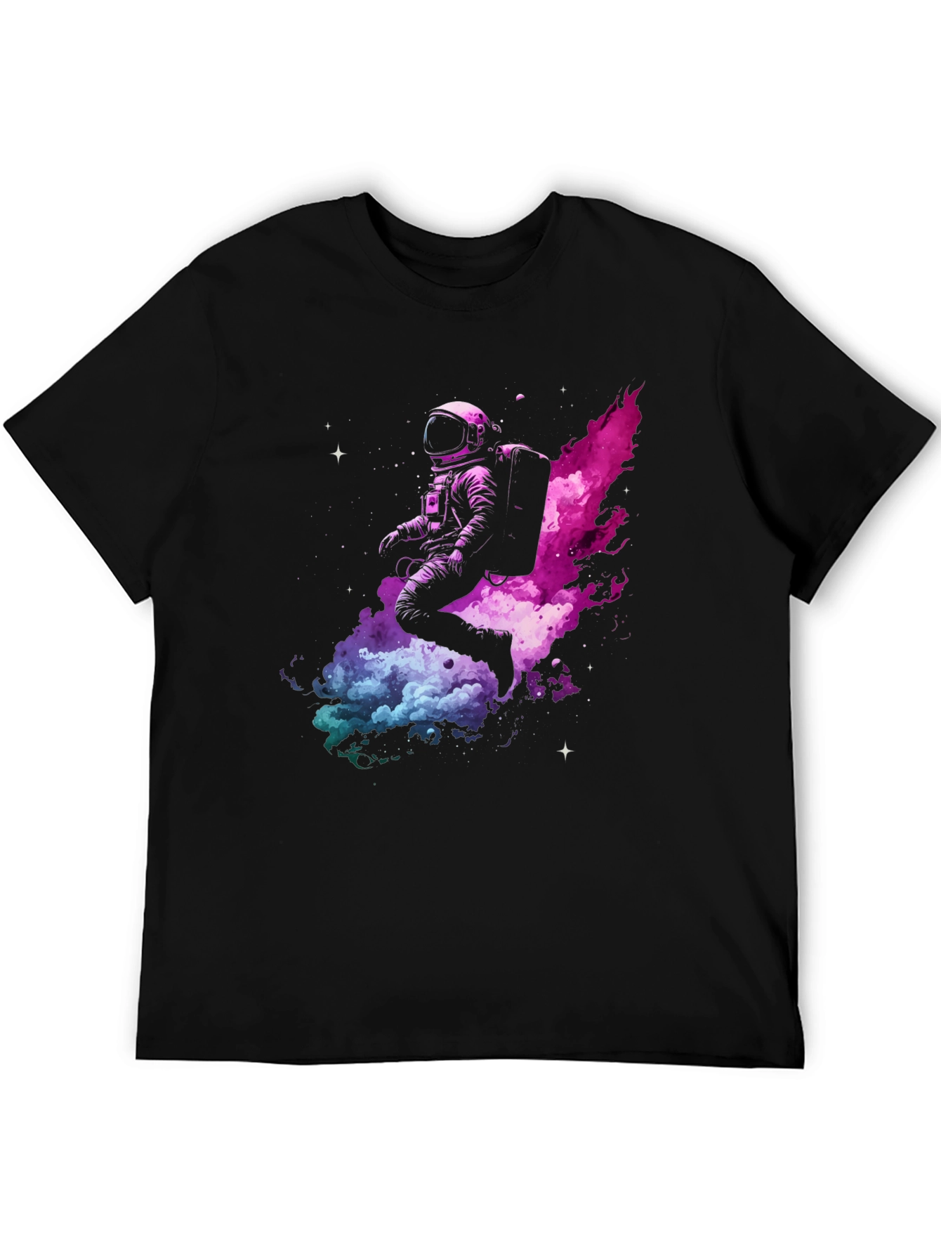 Astronaut in Space Black T-Shirt