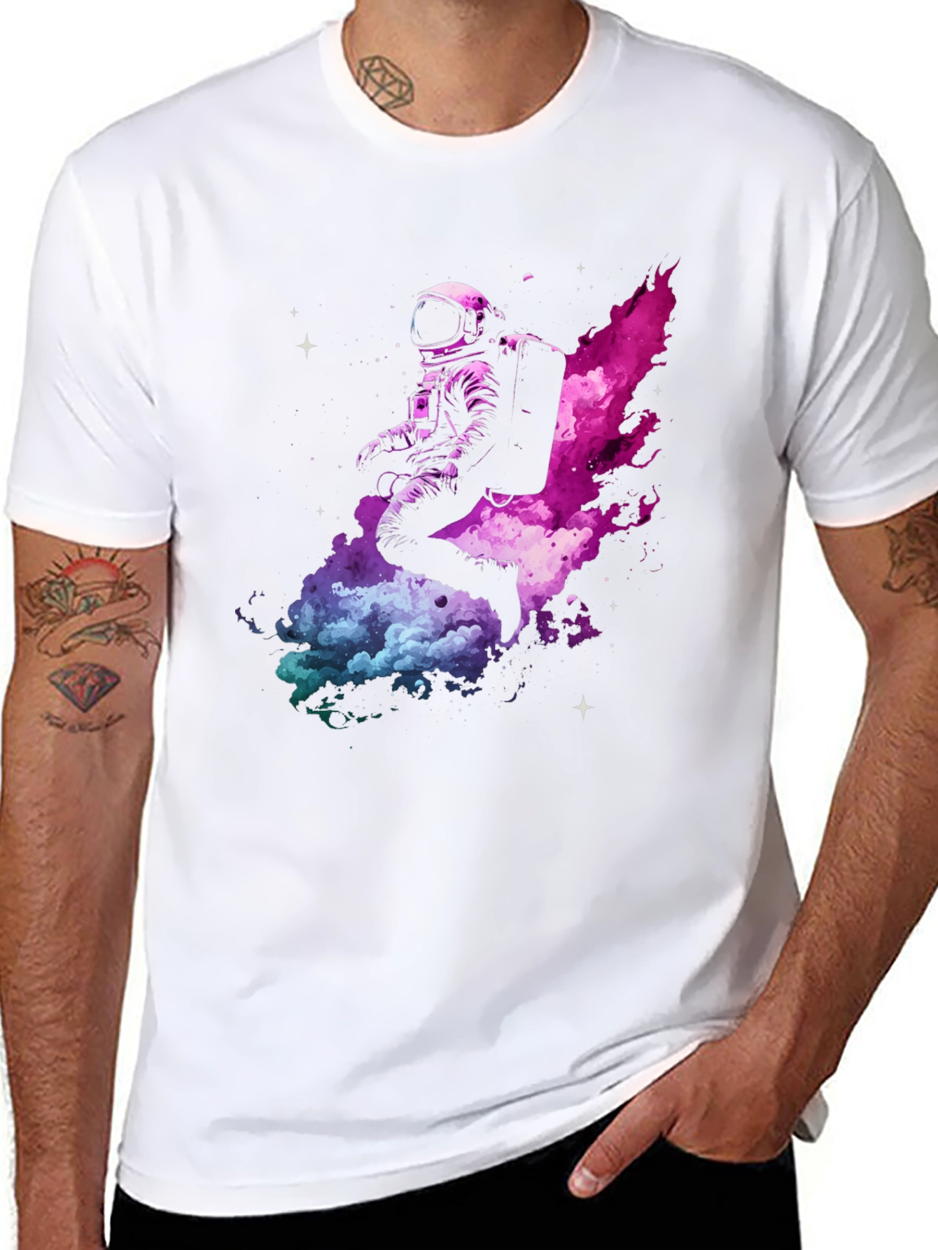 Astronaut in Space Black T-Shirt