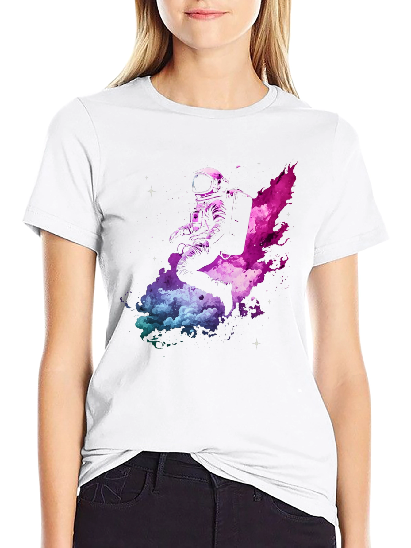 Astronaut in Space Black T-Shirt