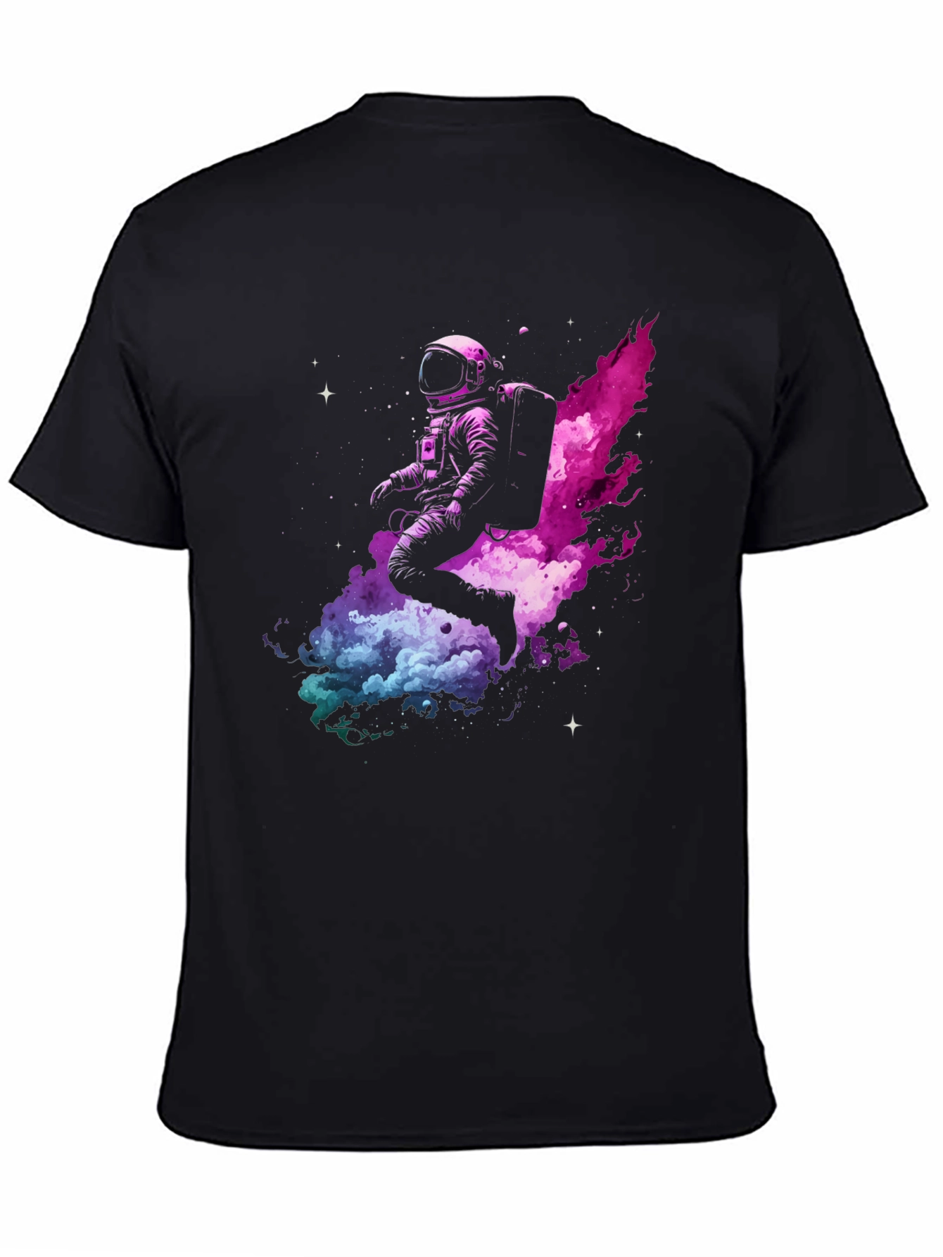 Astronaut in Space Black T-Shirt