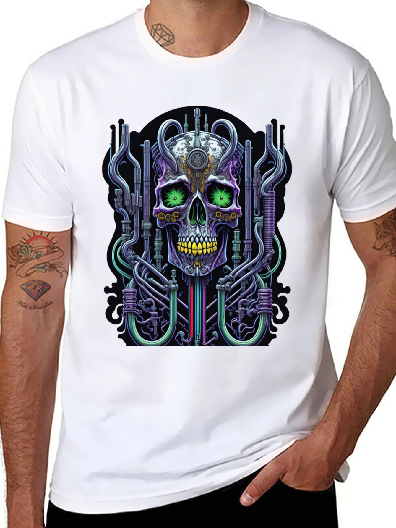 Cyberpunk Skull Graphic Tee - Unique Design