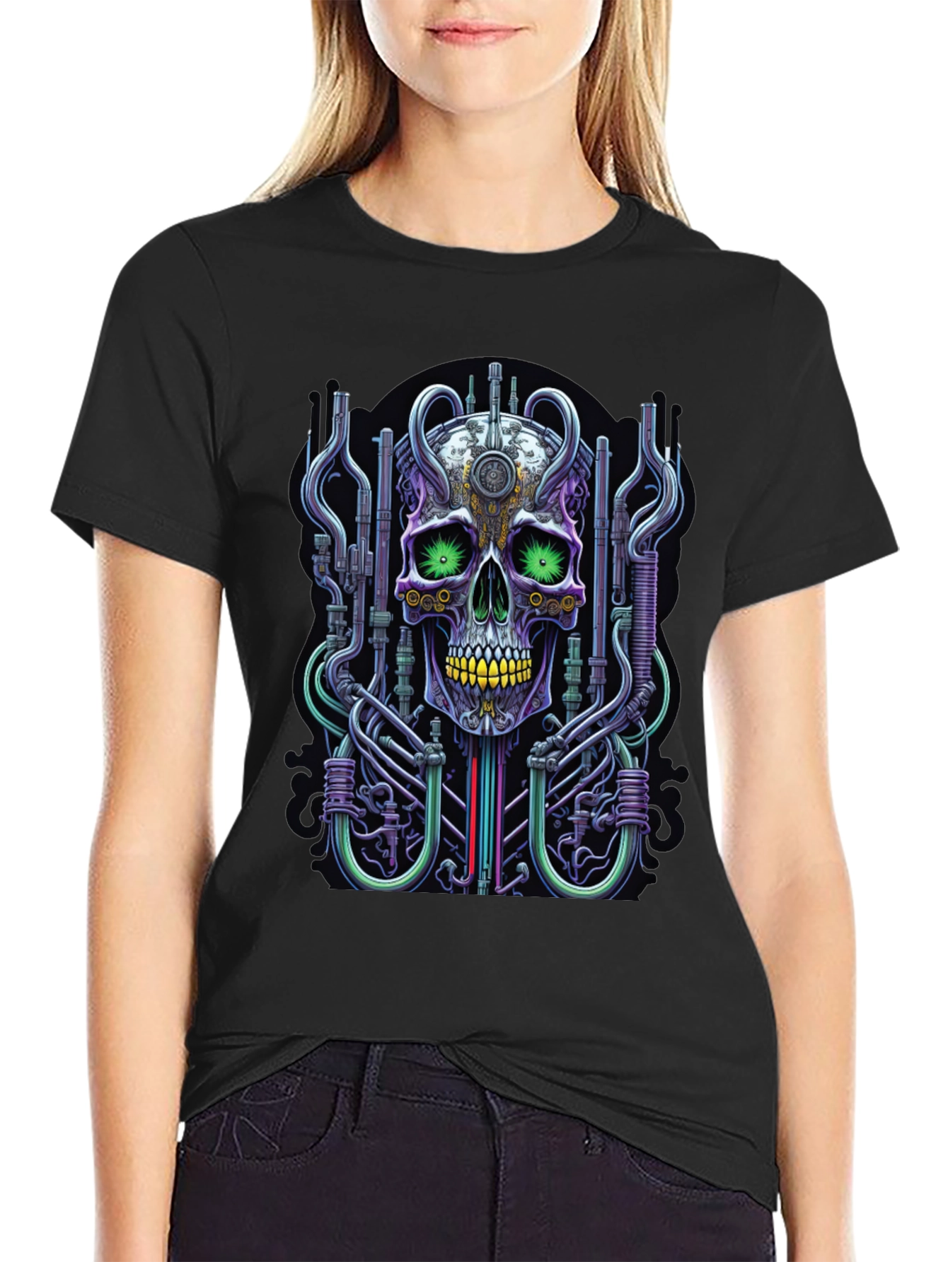 Cyberpunk Skull Graphic Tee - Unique Design
