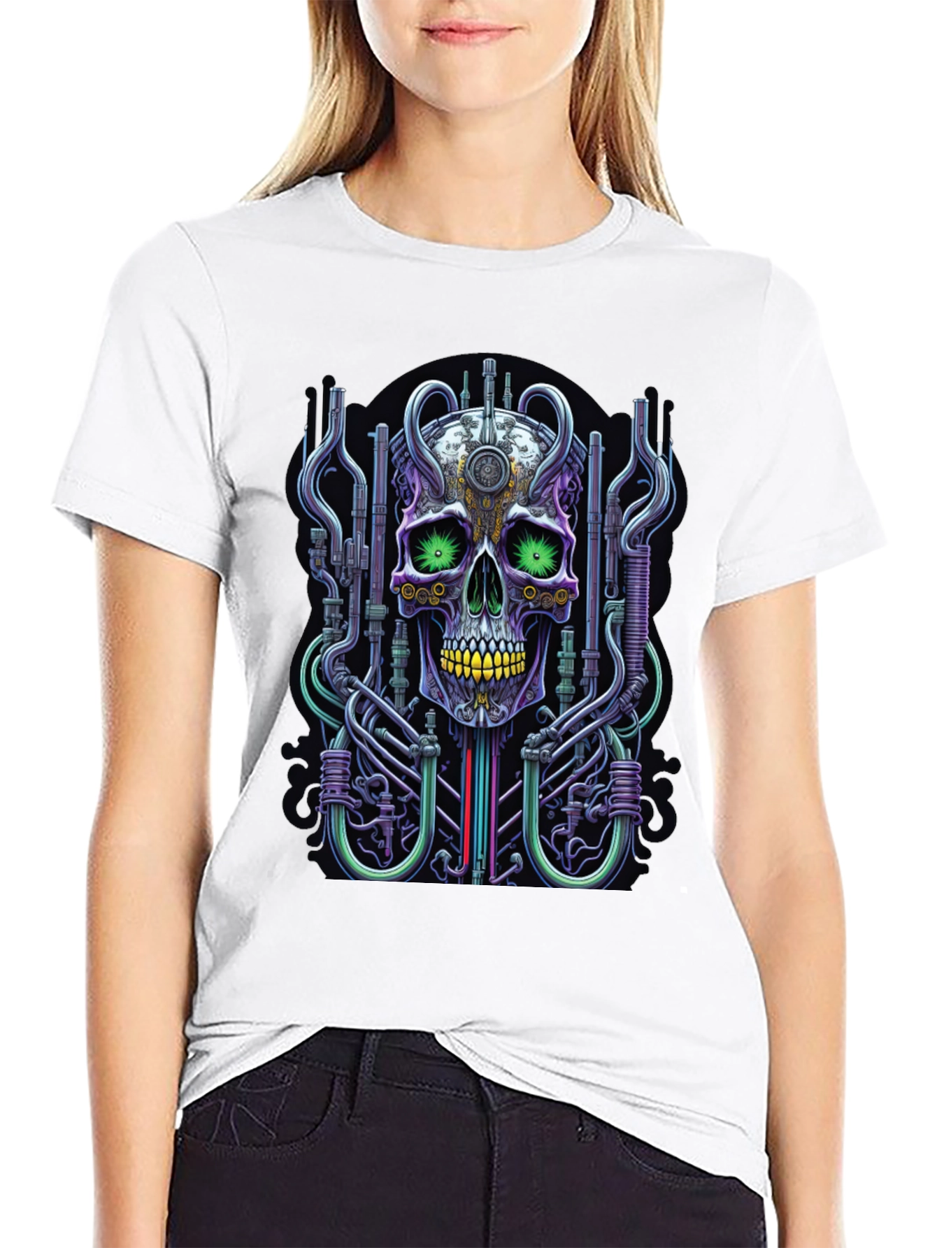 Cyberpunk Skull Graphic Tee - Unique Design