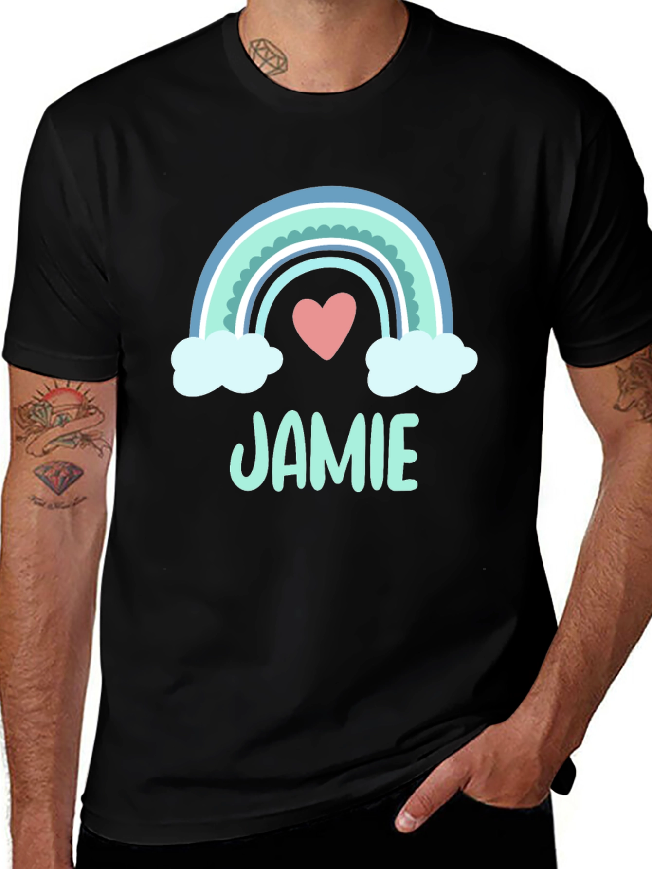 Jamie Rainbow Heart T-Shirt - Cute & Personalized