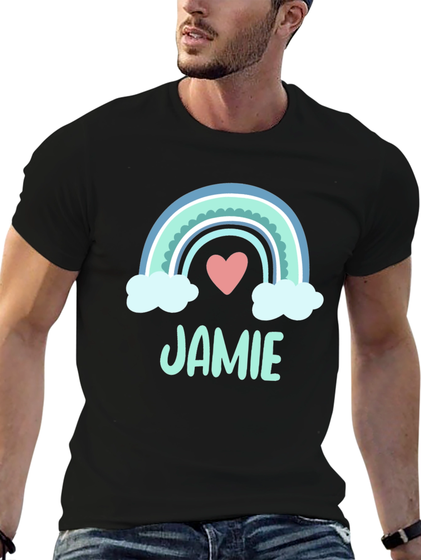 Jamie Rainbow Heart T-Shirt - Cute & Personalized