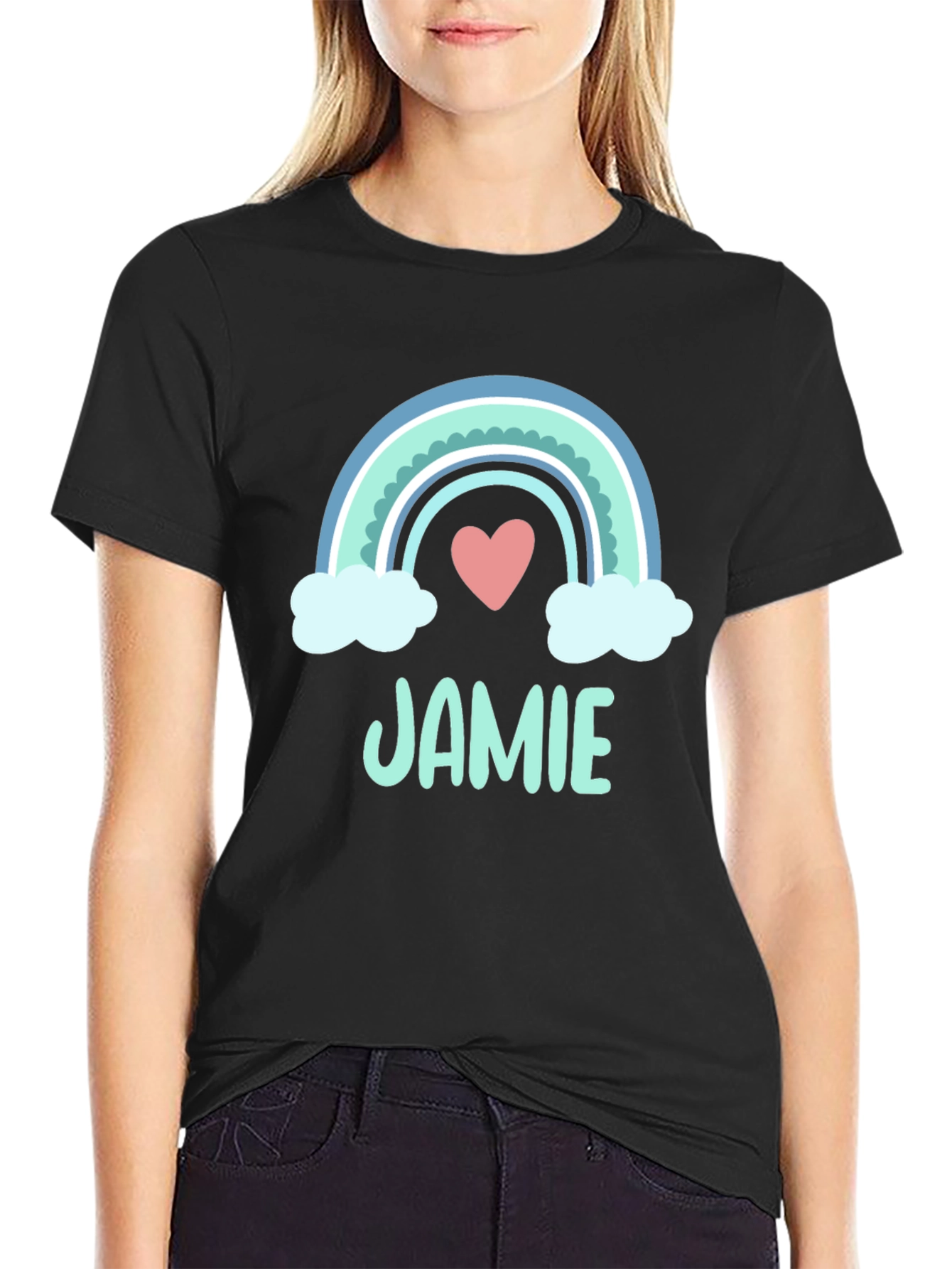 Jamie Rainbow Heart T-Shirt - Cute & Personalized