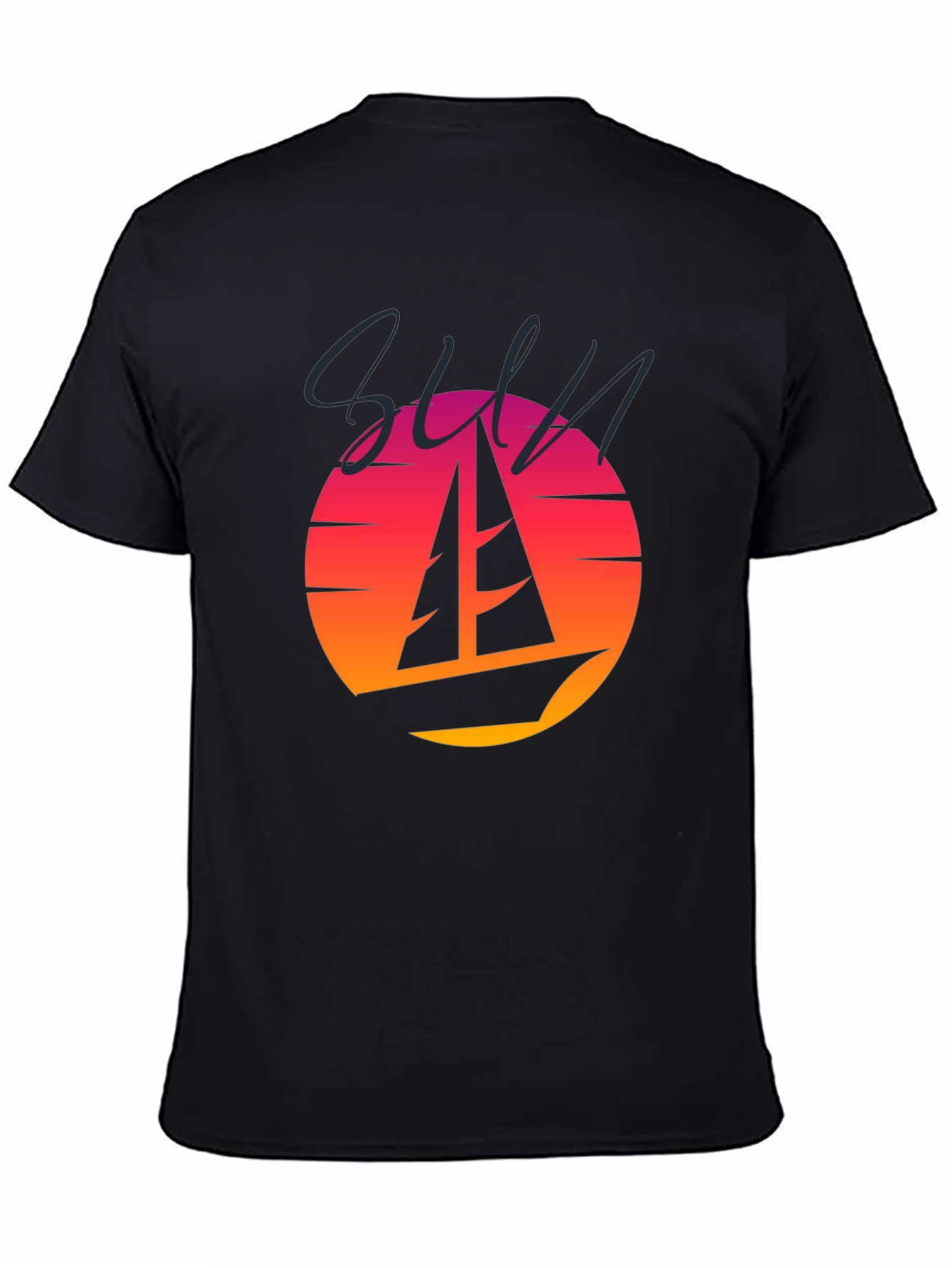 Retro Sunset Sailboat Graphic T-Shirt