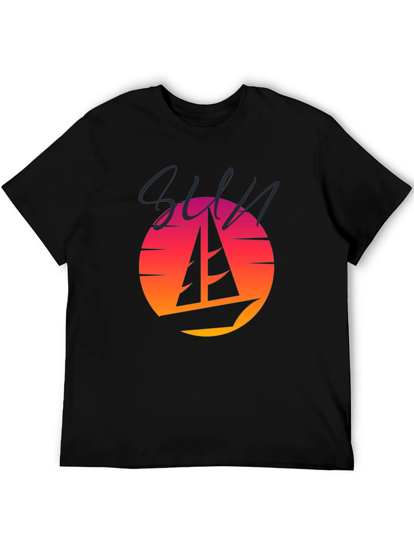 Retro Sunset Sailboat Graphic T-Shirt