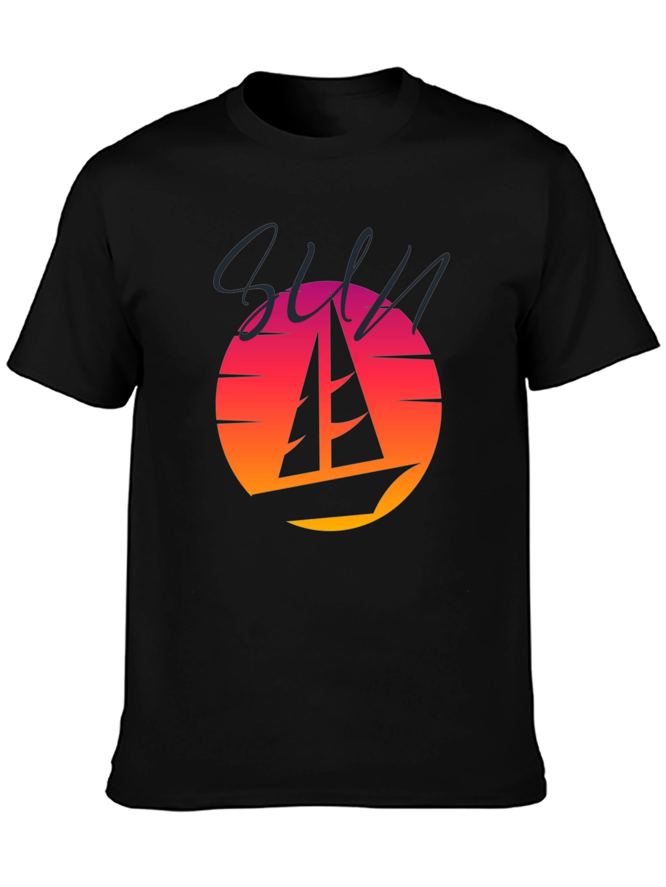 Retro Sunset Sailboat Graphic T-Shirt