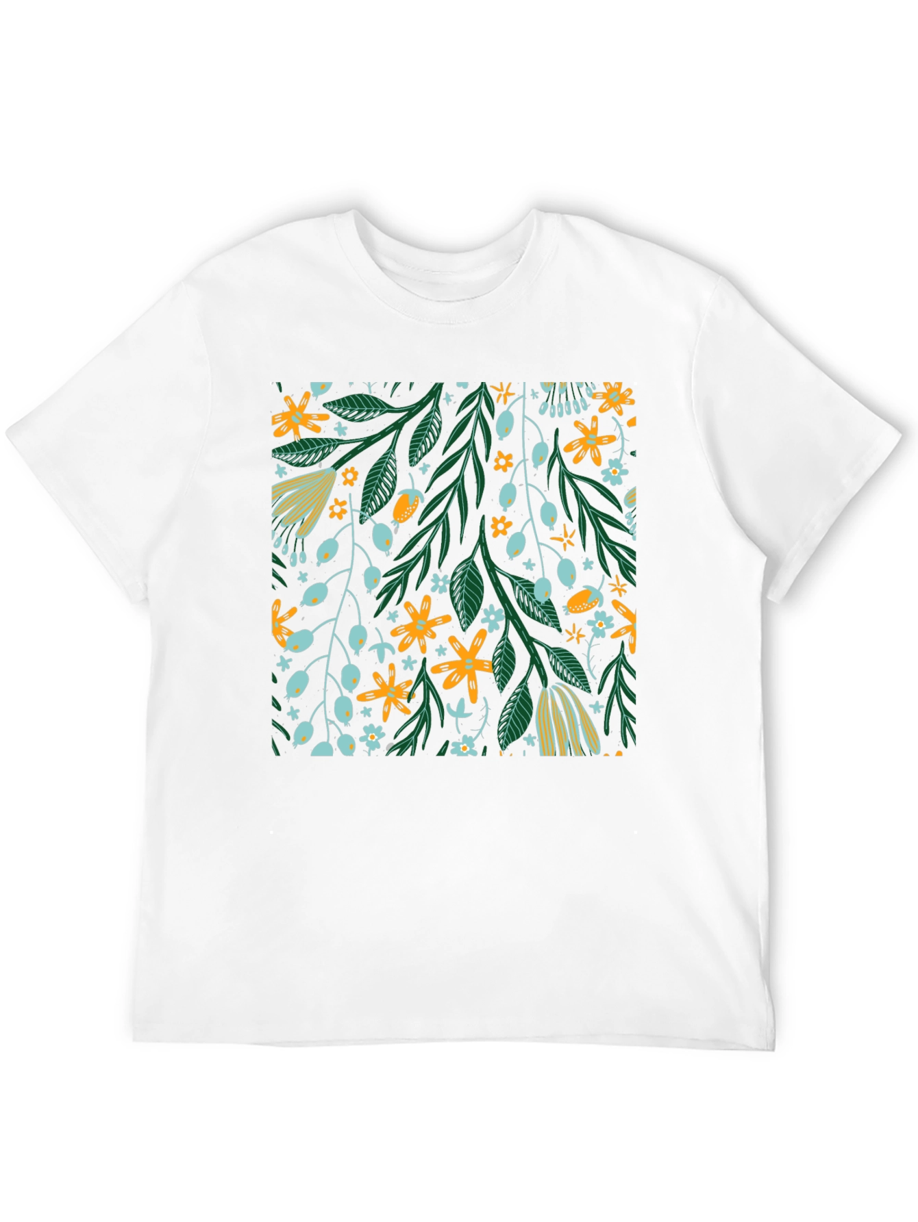 Floral Pattern Black T-Shirt - Trendy Unisex Design