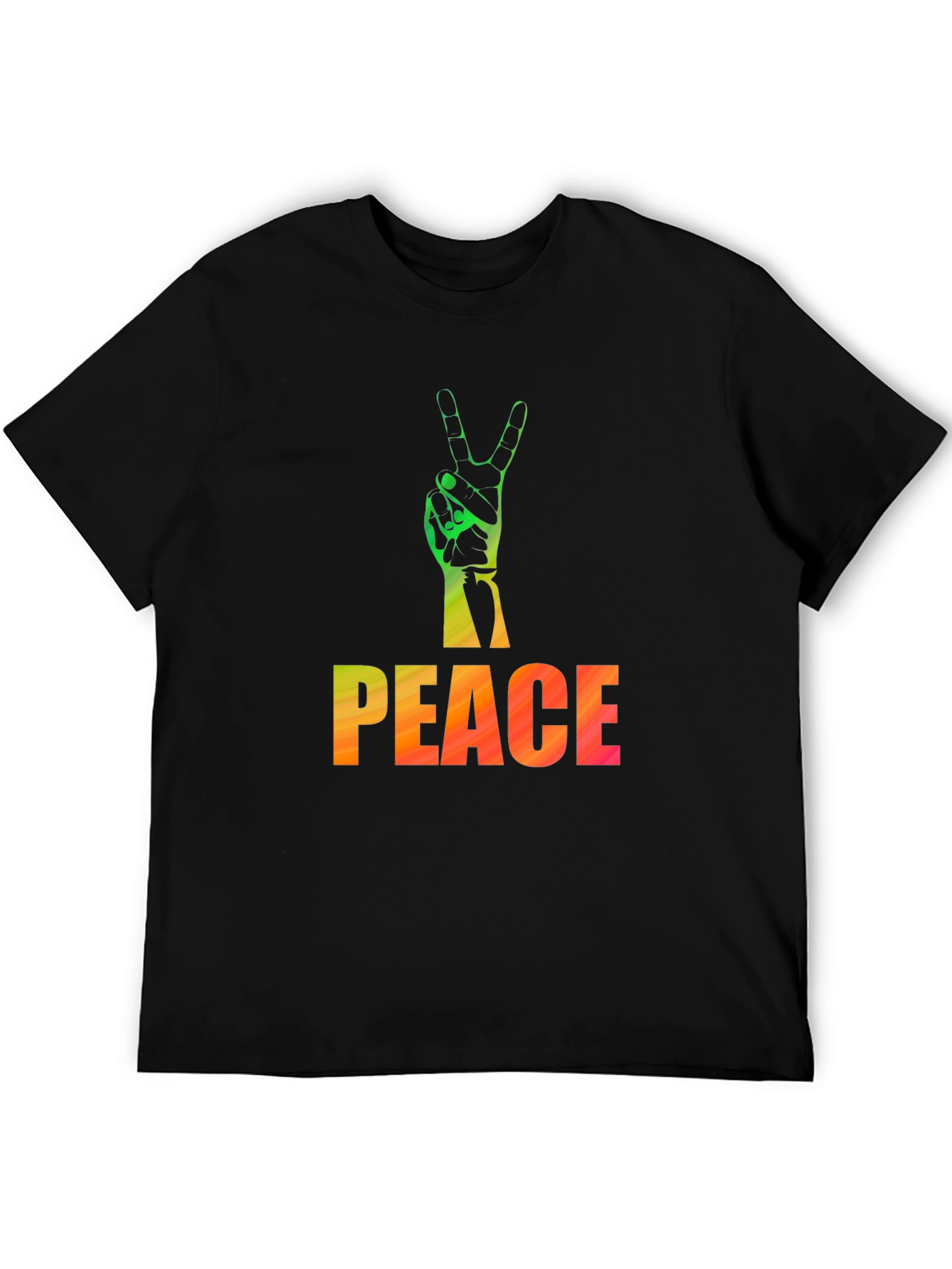 Peace Sign Graphic Tee - Black Casual T-Shirt