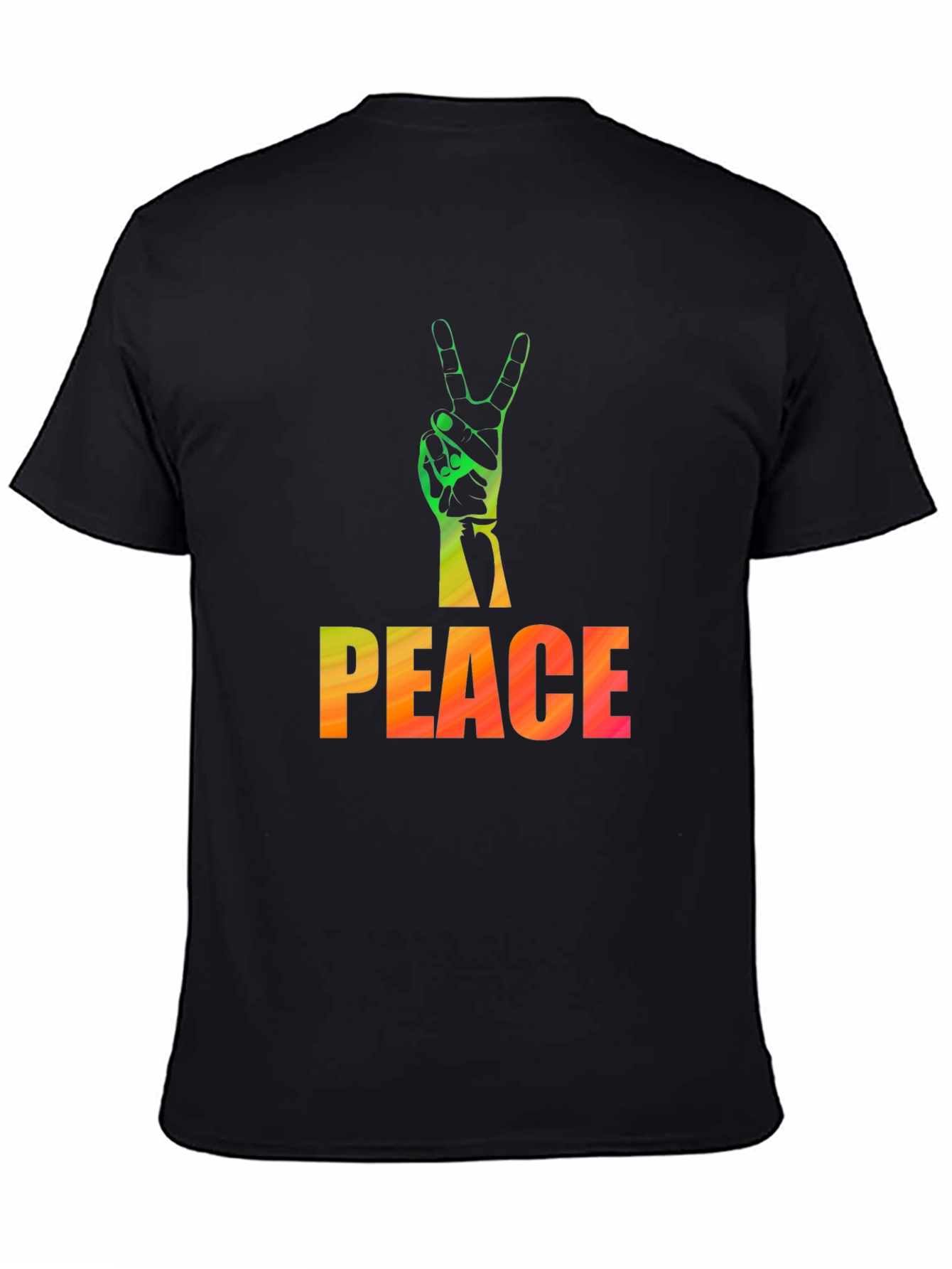 Peace Sign Graphic Tee - Black Casual T-Shirt