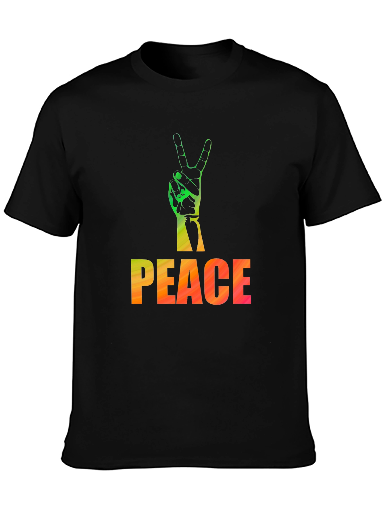 Peace Sign Graphic Tee - Black Casual T-Shirt