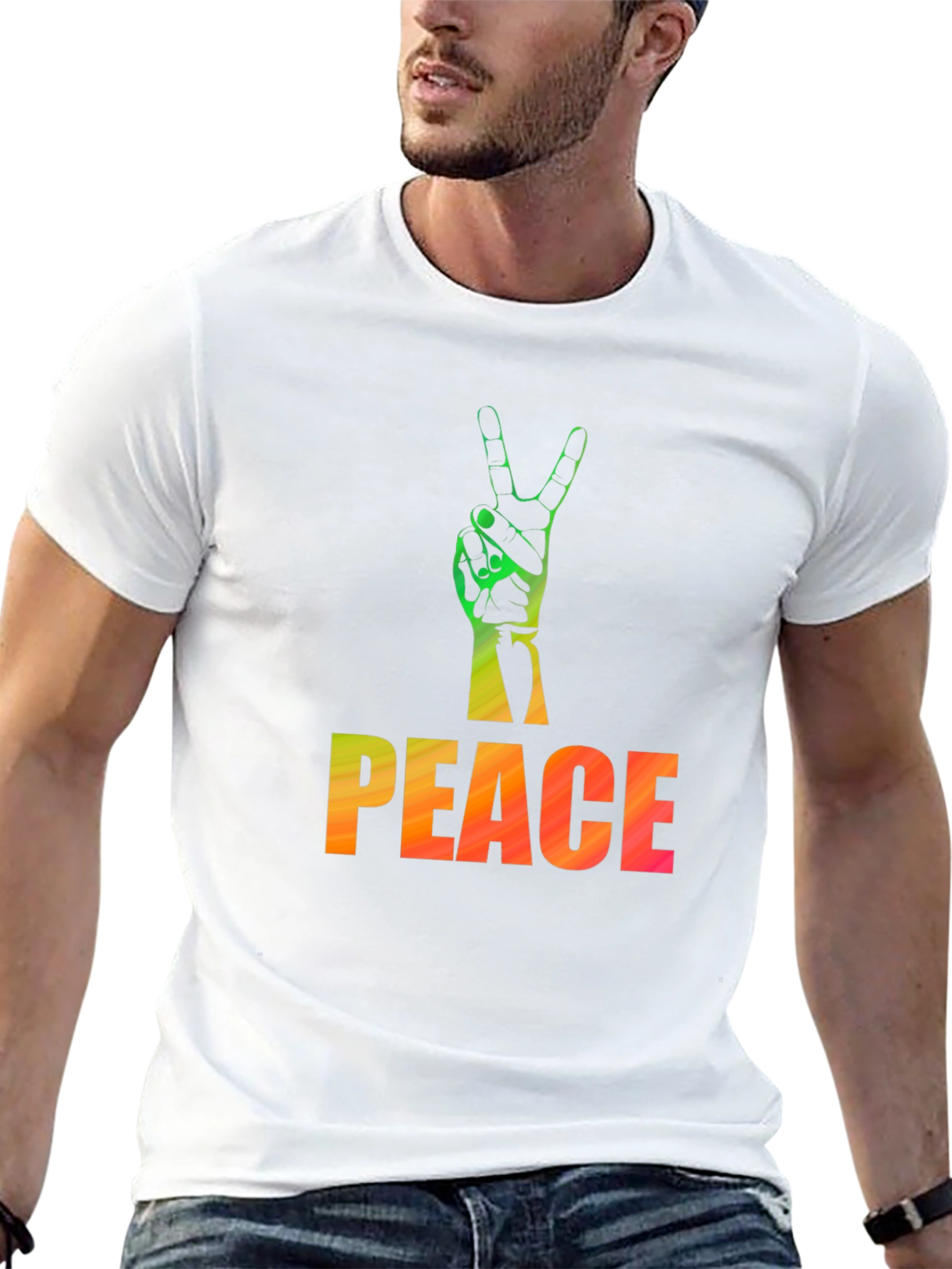 Peace Sign Graphic Tee - Black Casual T-Shirt