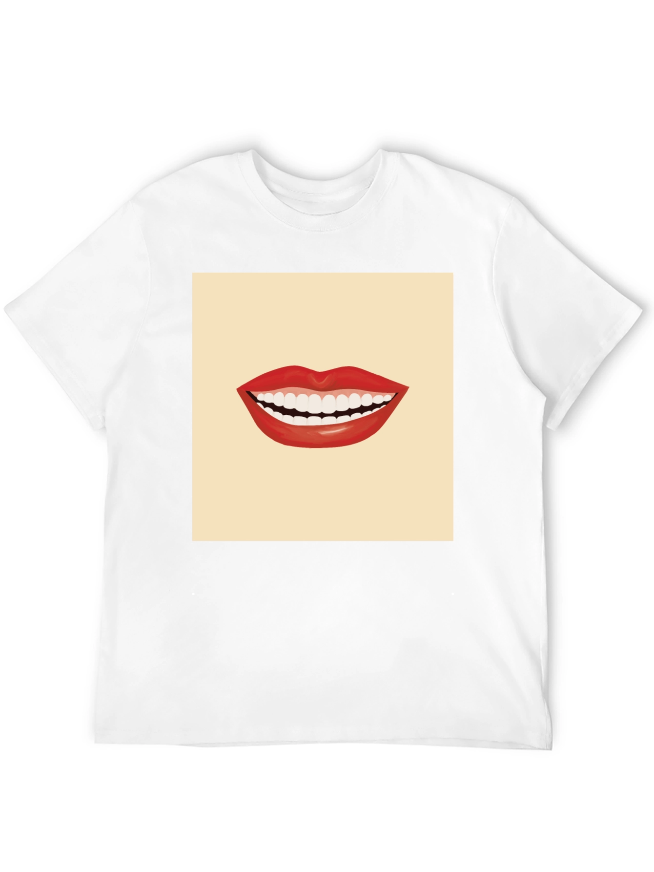 Smiling Mouth Graphic Tee - Black Cotton T-Shirt