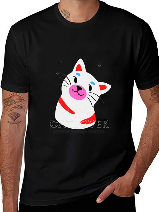 Cat Lover T-Shirt - Black Crew Neck Tee