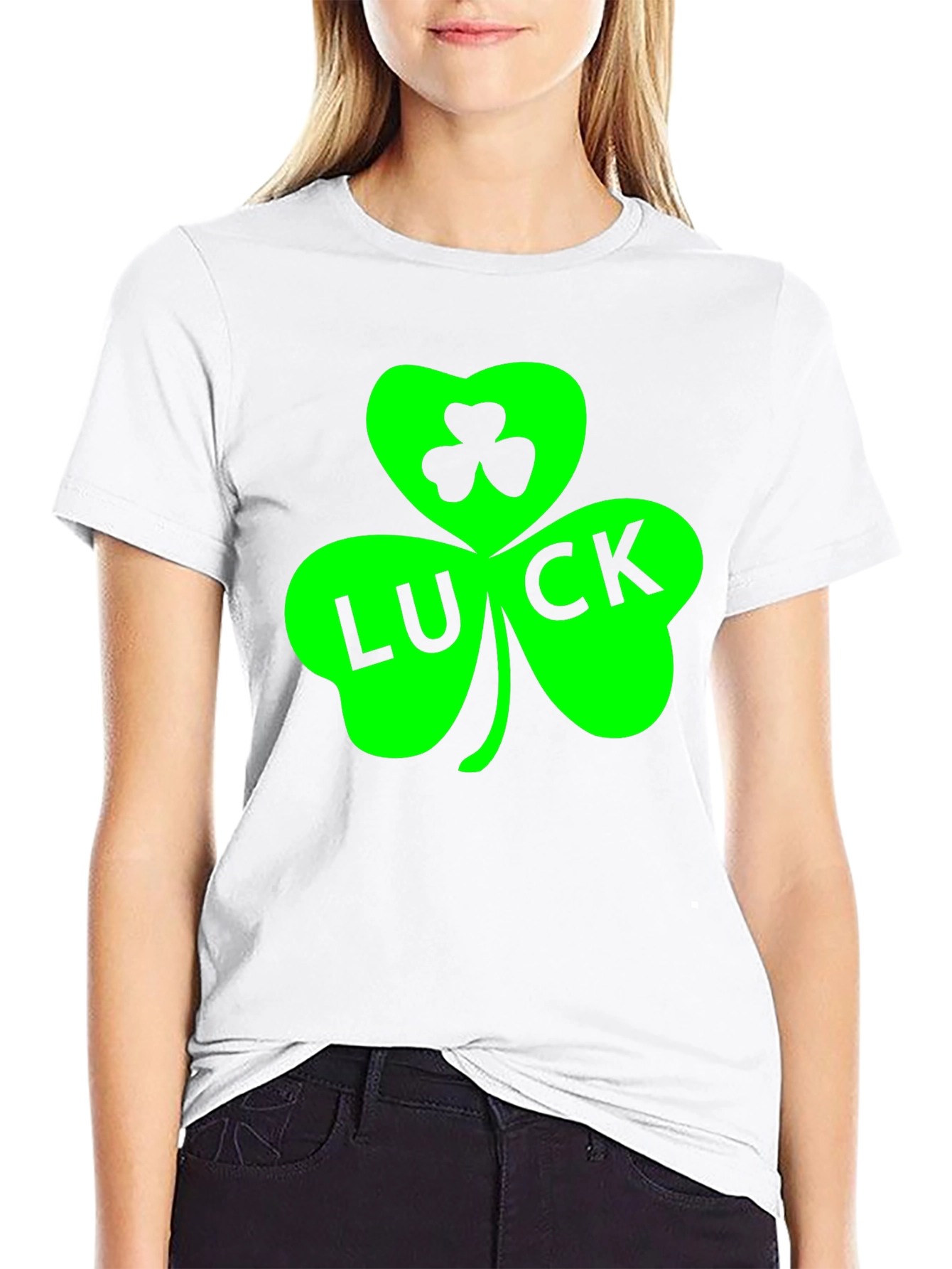 Lucky Green Shamrock Black T-Shirt