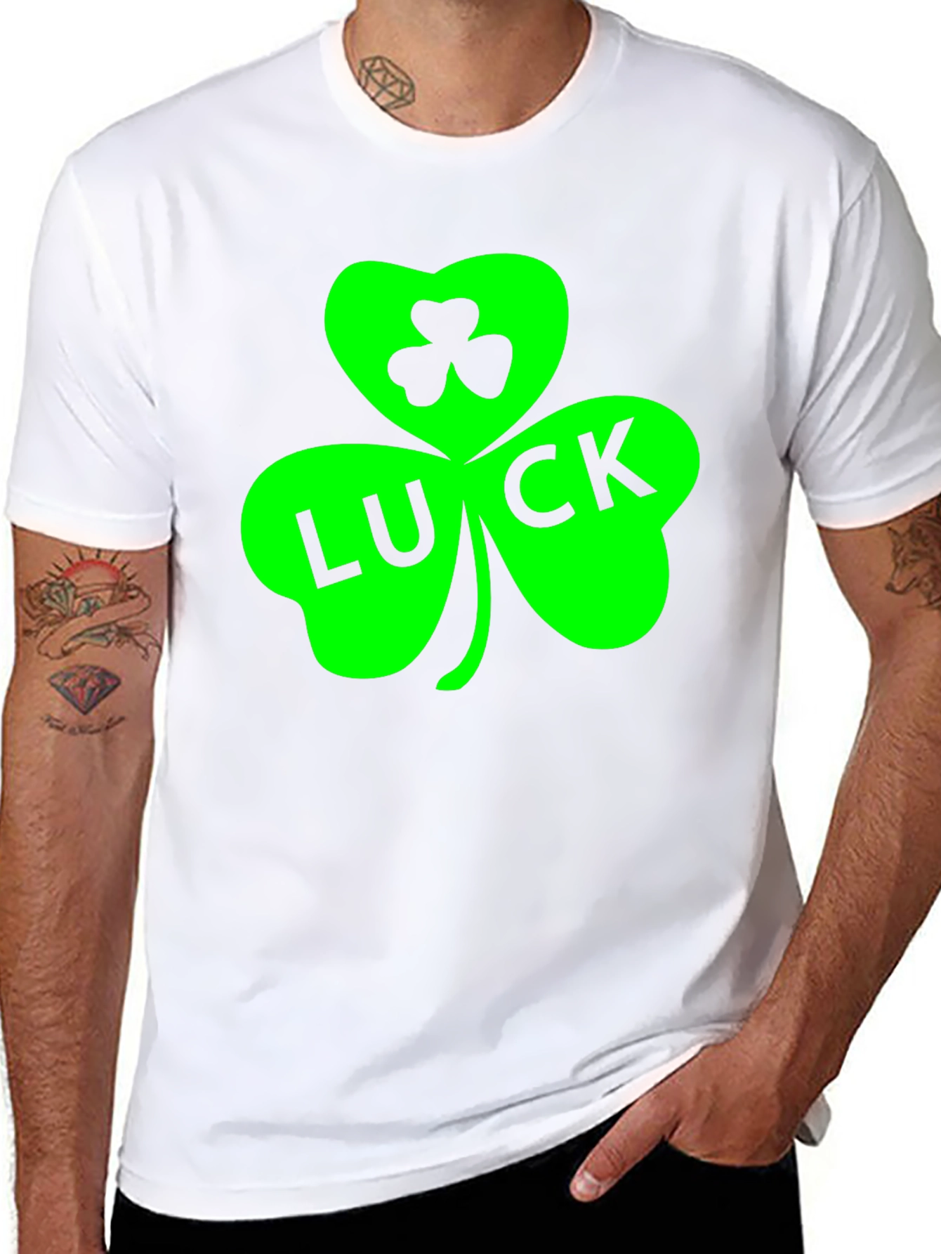 Lucky Green Shamrock Black T-Shirt