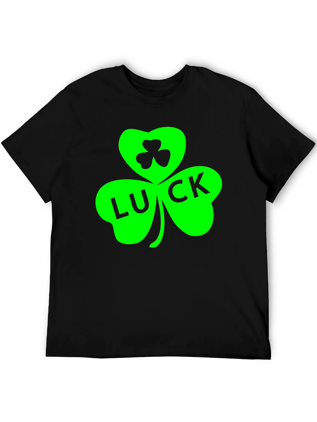 Lucky Green Shamrock Black T-Shirt
