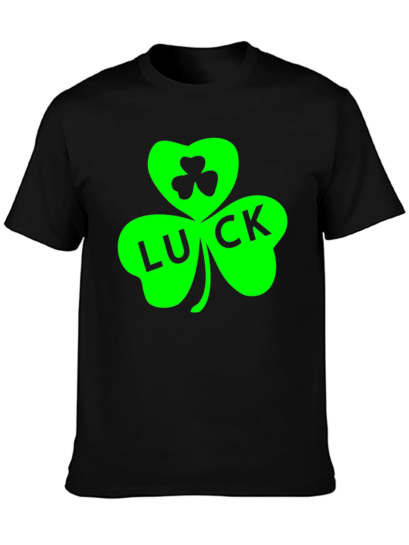 Lucky Green Shamrock Black T-Shirt