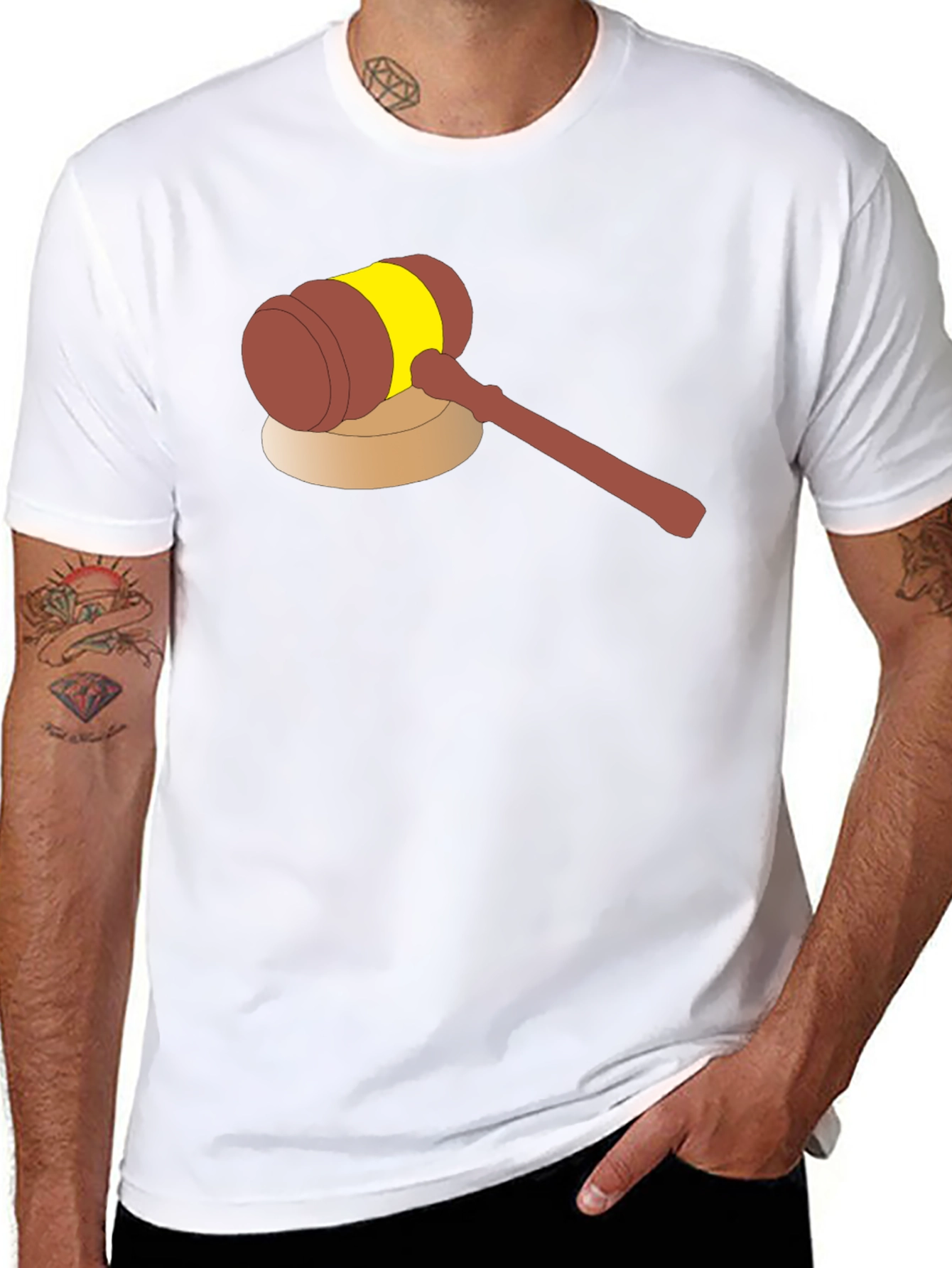 Cartoon Gavel Graphic Tee - Justice Served!