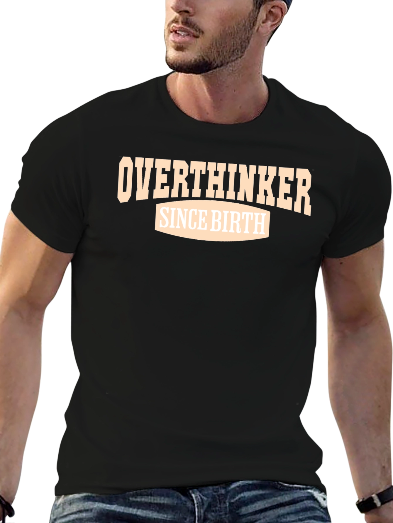 Overthinker Since Birth Graphic Tee - Black