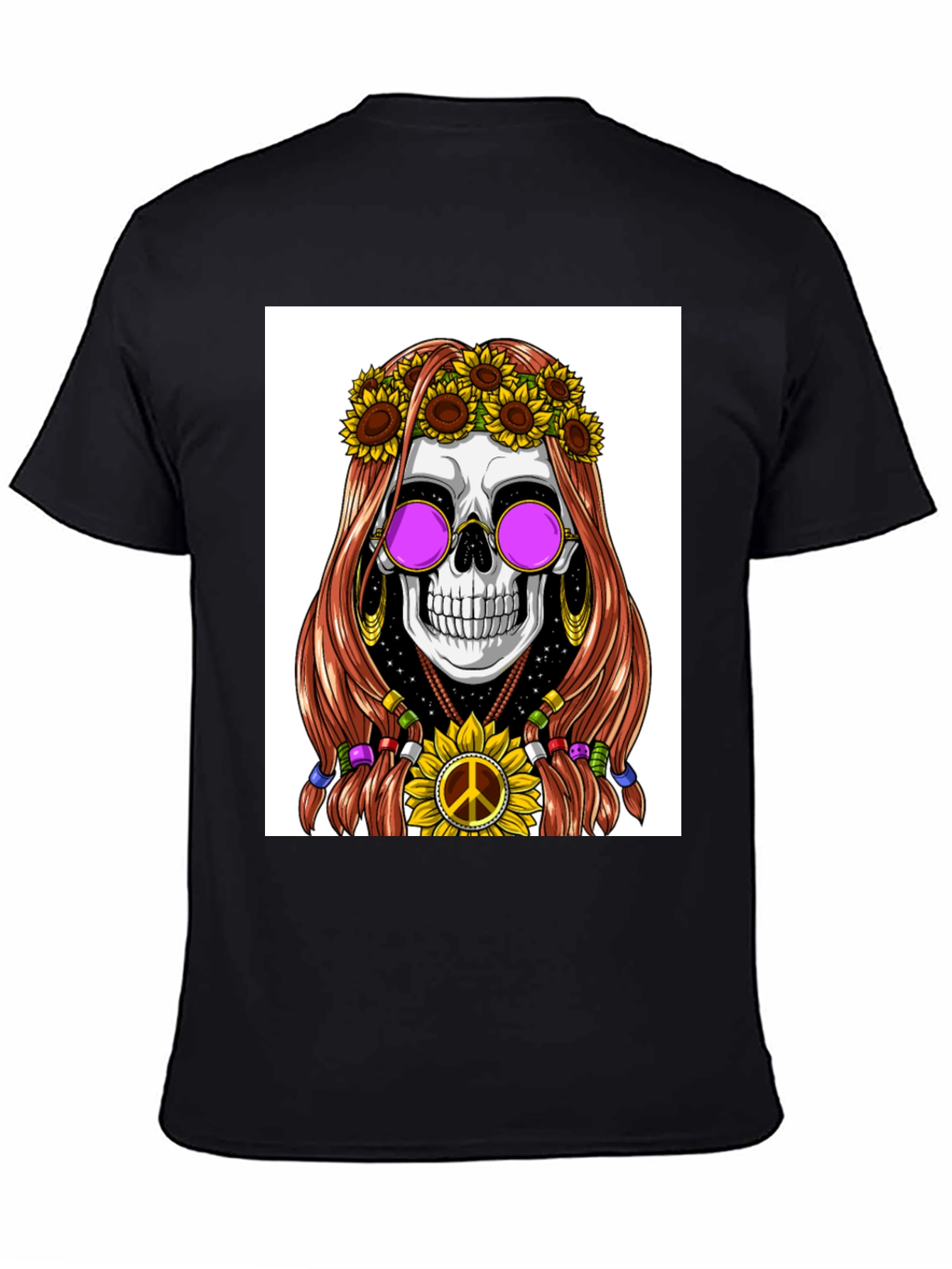 Hippie Skull Graphic T-Shirt
