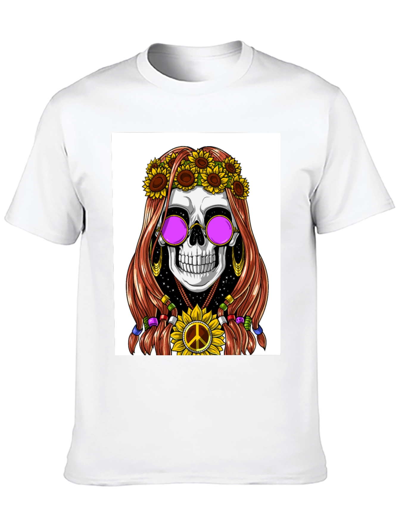 Hippie Skull Graphic T-Shirt