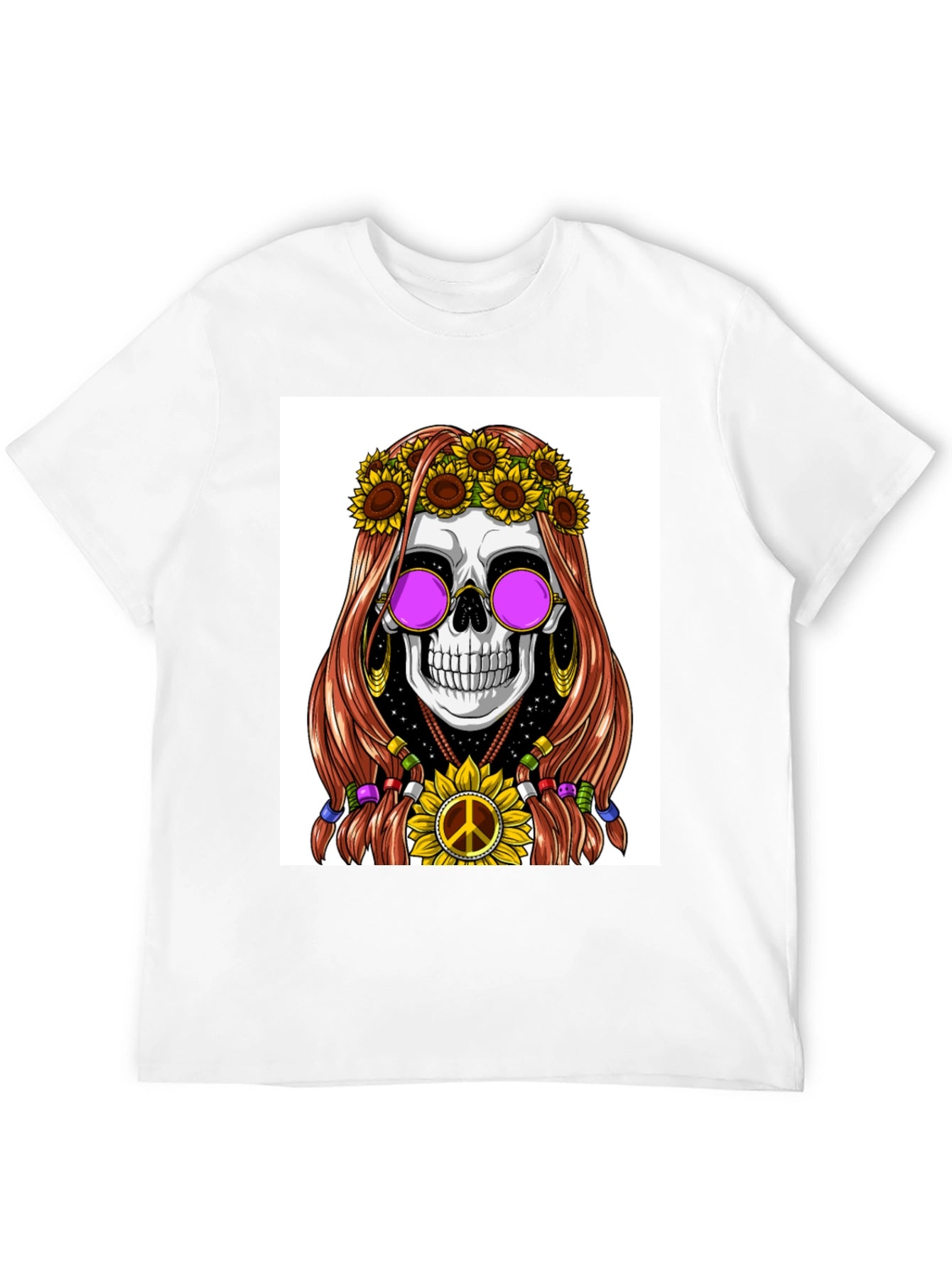 Hippie Skull Graphic T-Shirt