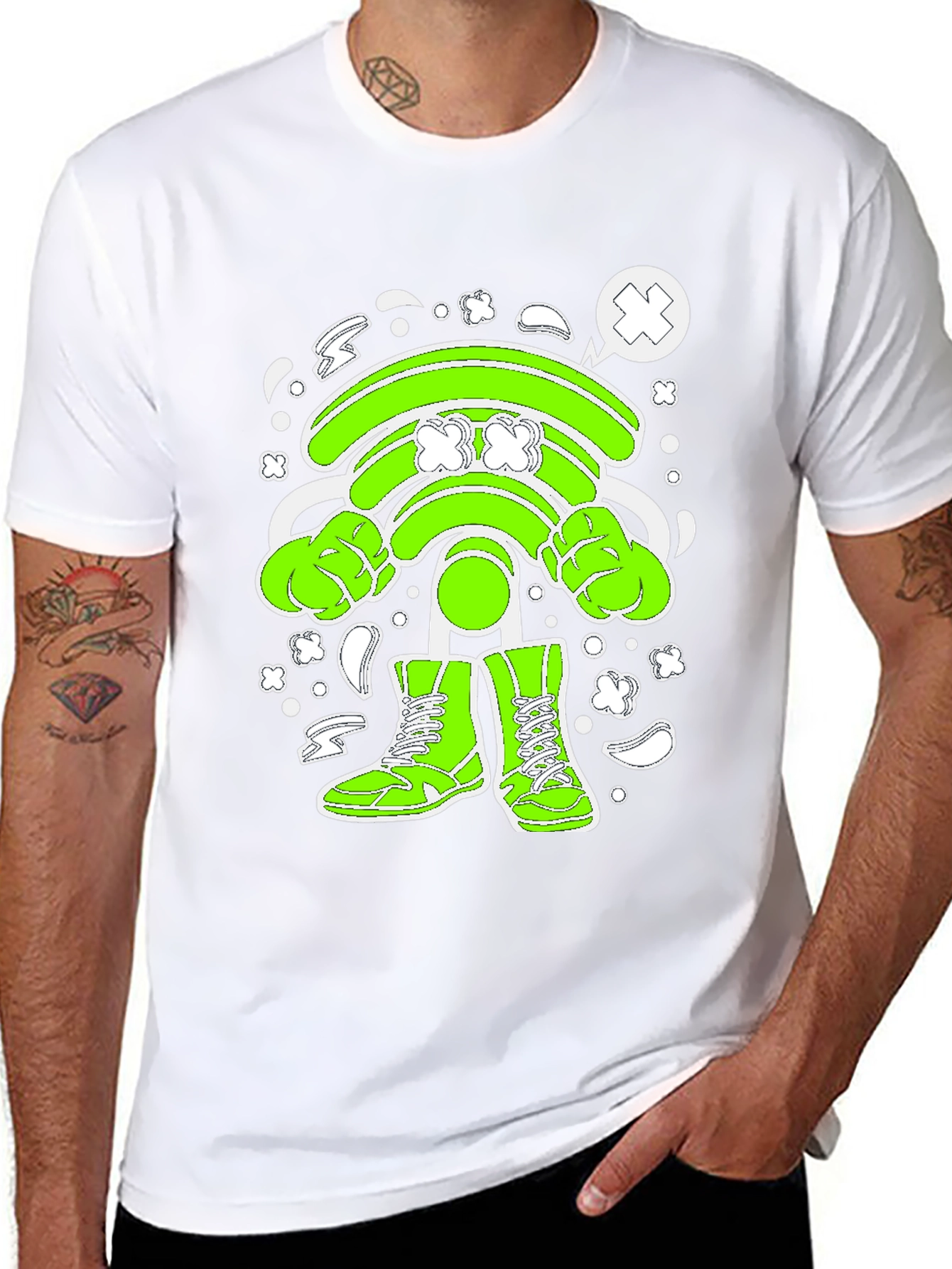 Funny Wifi Cartoon Graphic T-Shirt