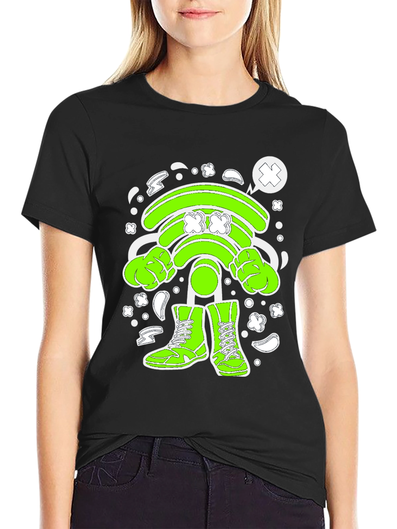Funny Wifi Cartoon Graphic T-Shirt