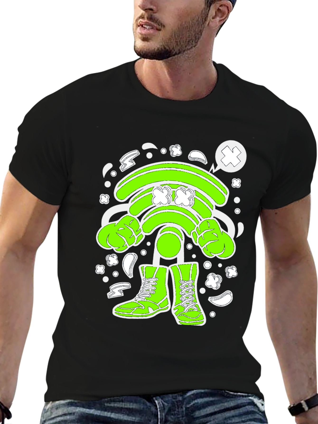 Funny Wifi Cartoon Graphic T-Shirt