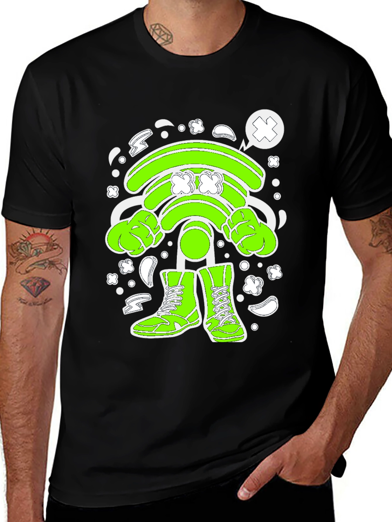 Funny Wifi Cartoon Graphic T-Shirt