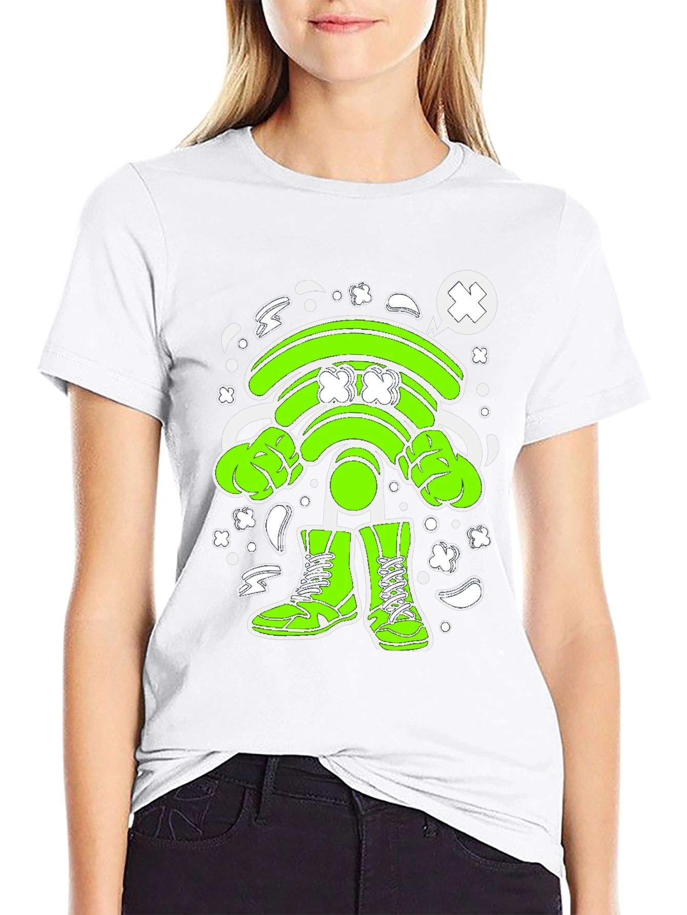 Funny Wifi Cartoon Graphic T-Shirt