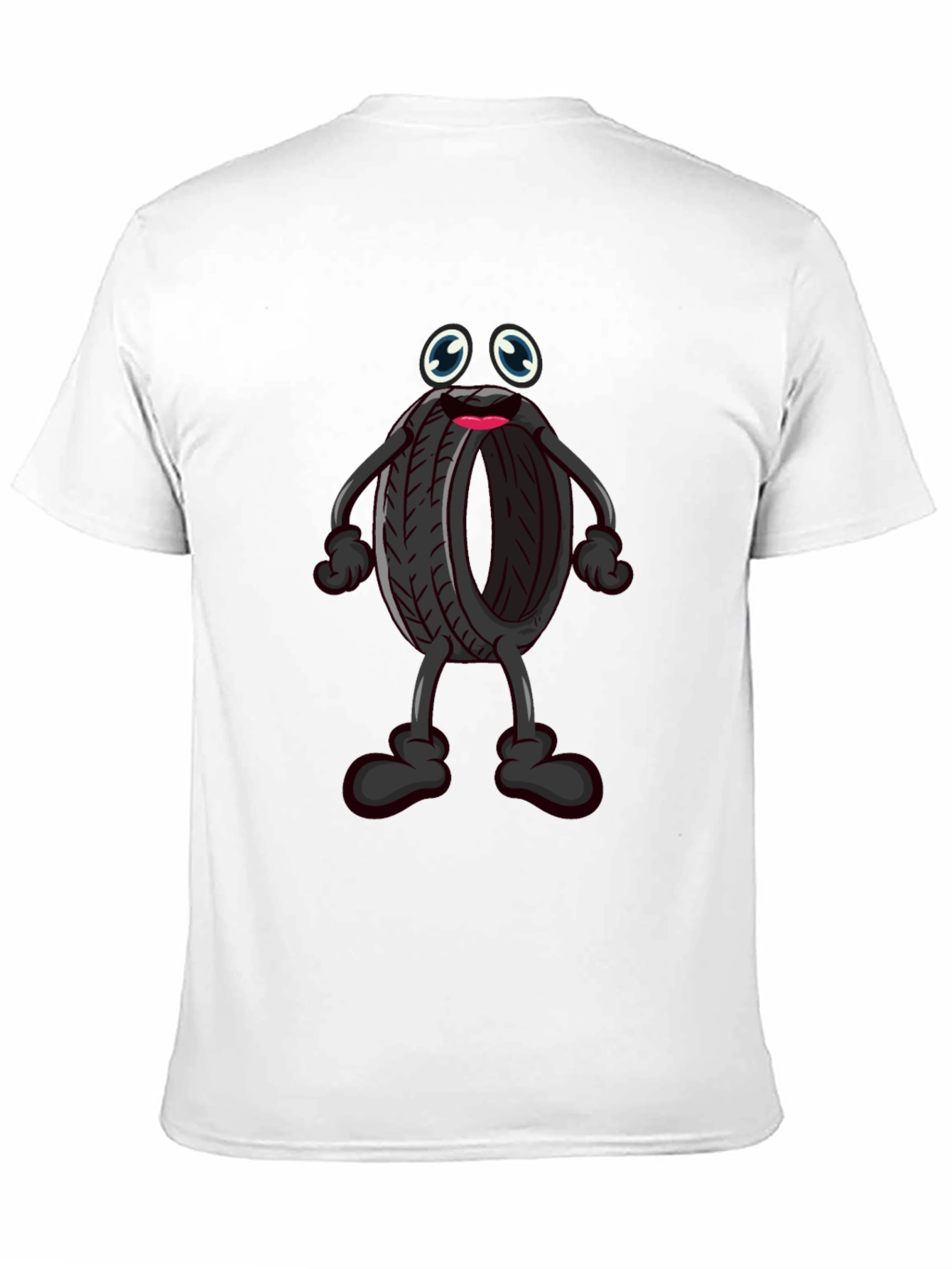 Cartoon Tire T-Shirt - Black Crew Neck