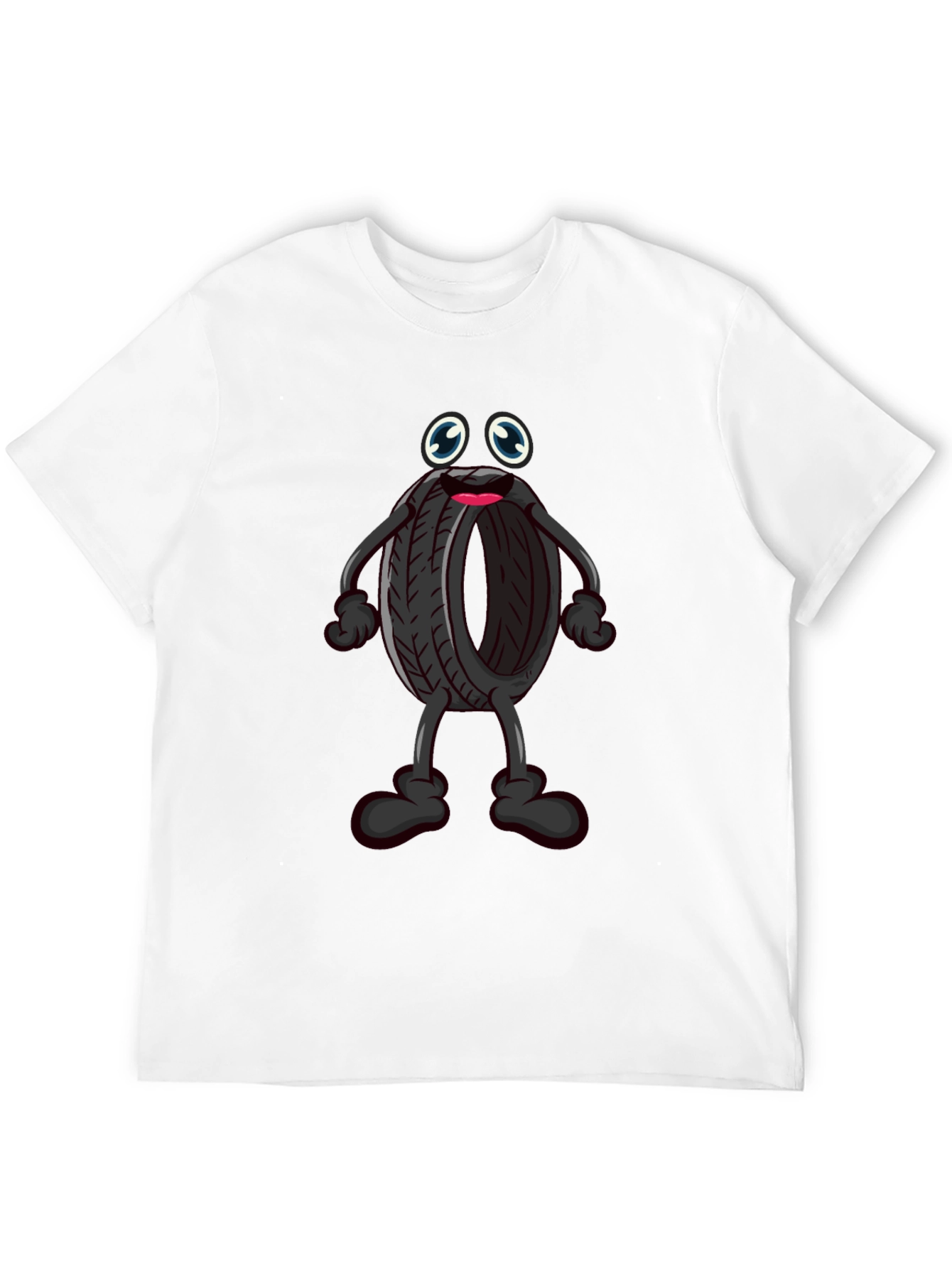 Cartoon Tire T-Shirt - Black Crew Neck