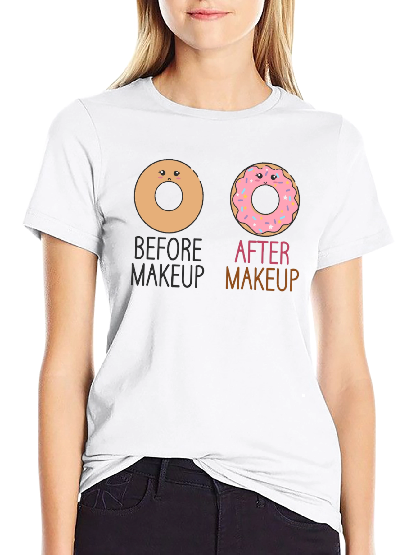 Donut Makeup T-Shirt Funny Graphic Tee