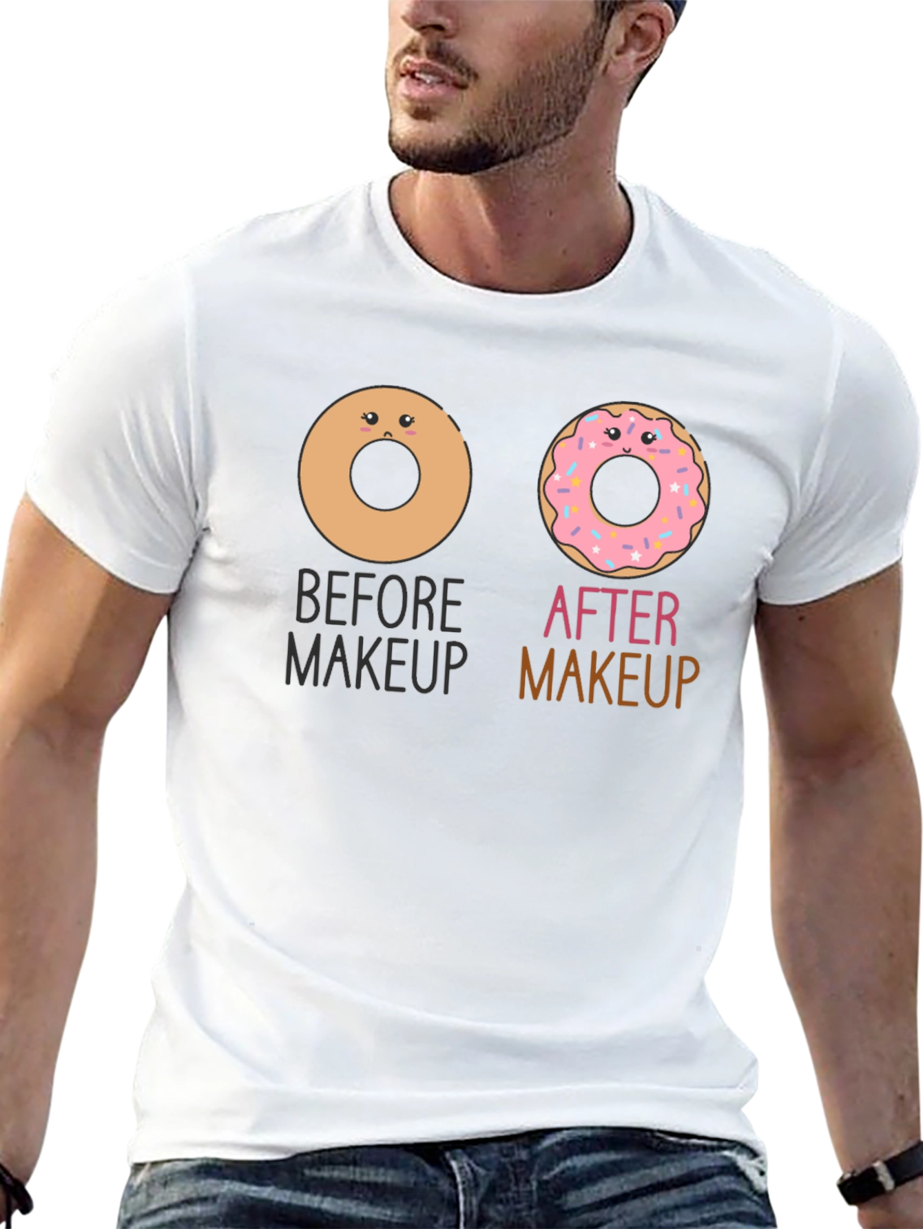 Donut Makeup T-Shirt Funny Graphic Tee